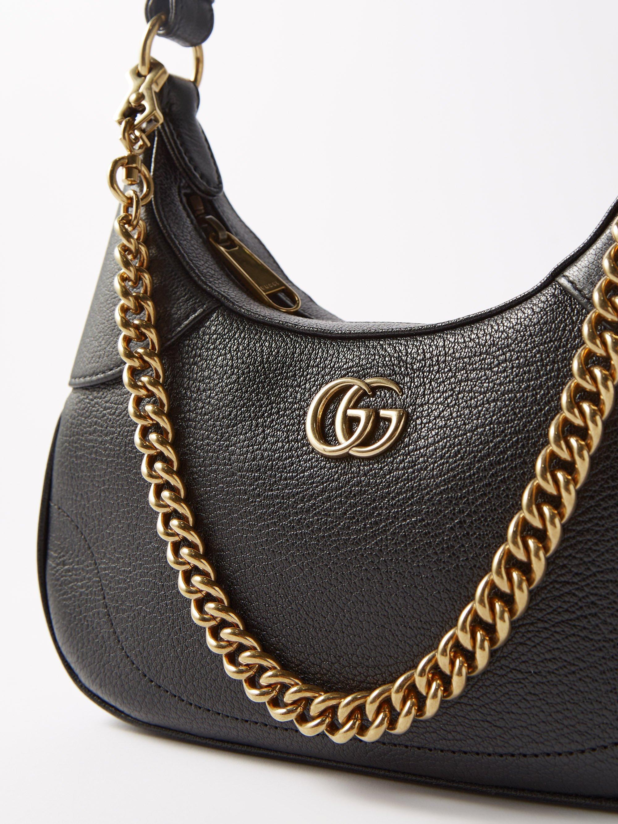 Aphrodite Small Leather Shoulder Bag in Black - Gucci
