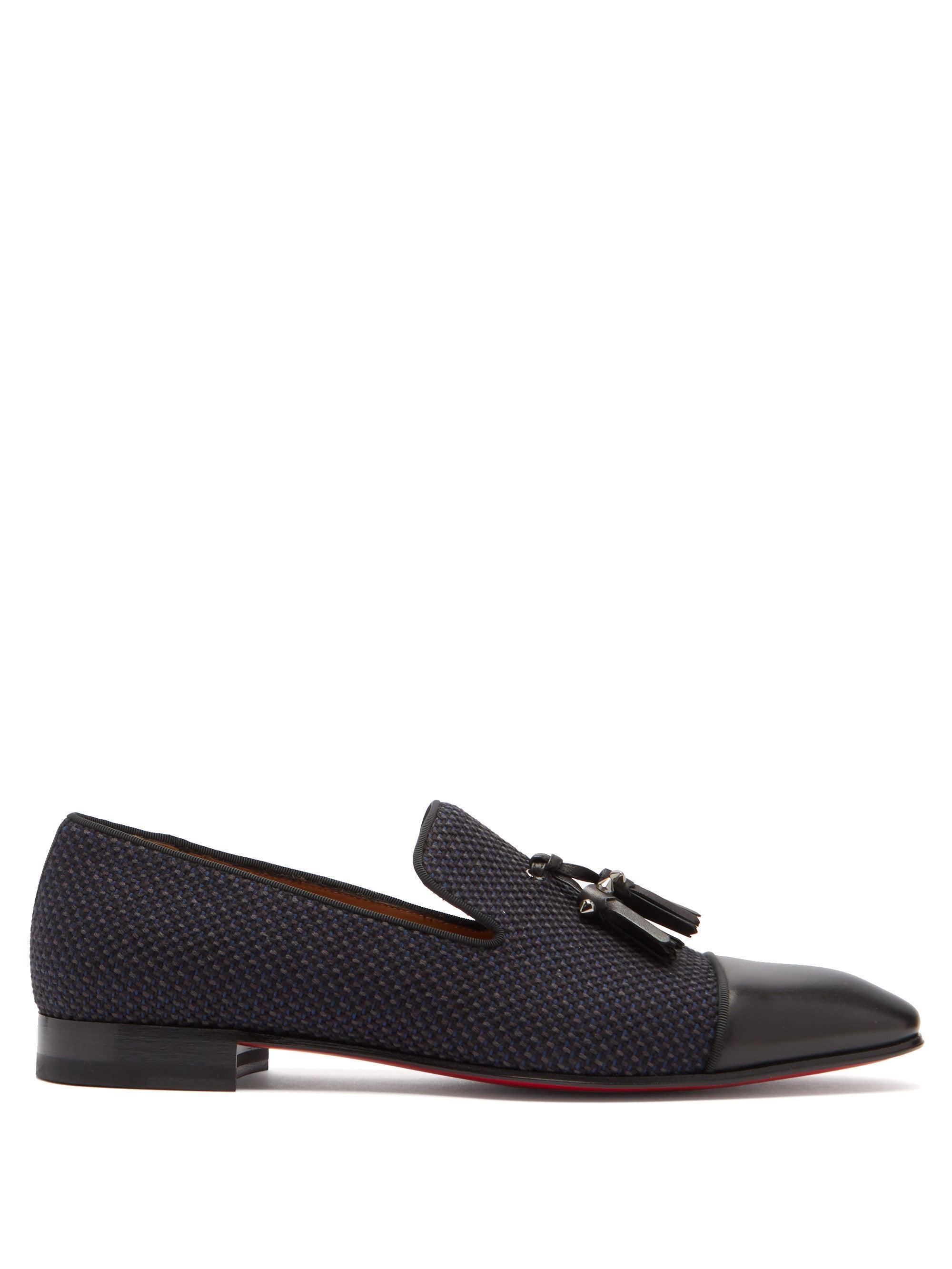 Christian Louboutin Dandelion Tasselembellished Leather Loafers in Black Navy (Black) for Men