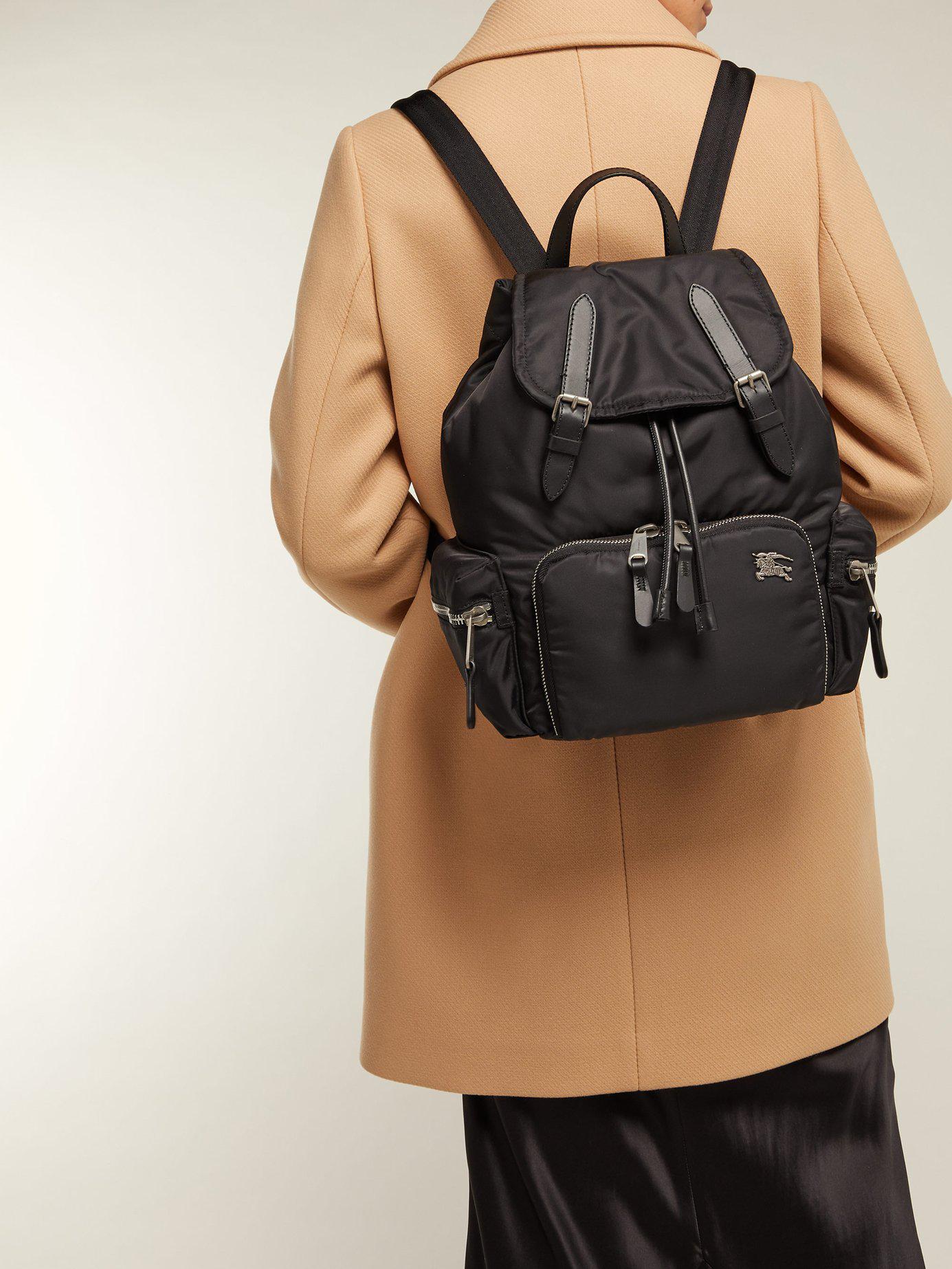 Burberry Synthetic Medium Nylon And Leather Backpack in Black - Lyst