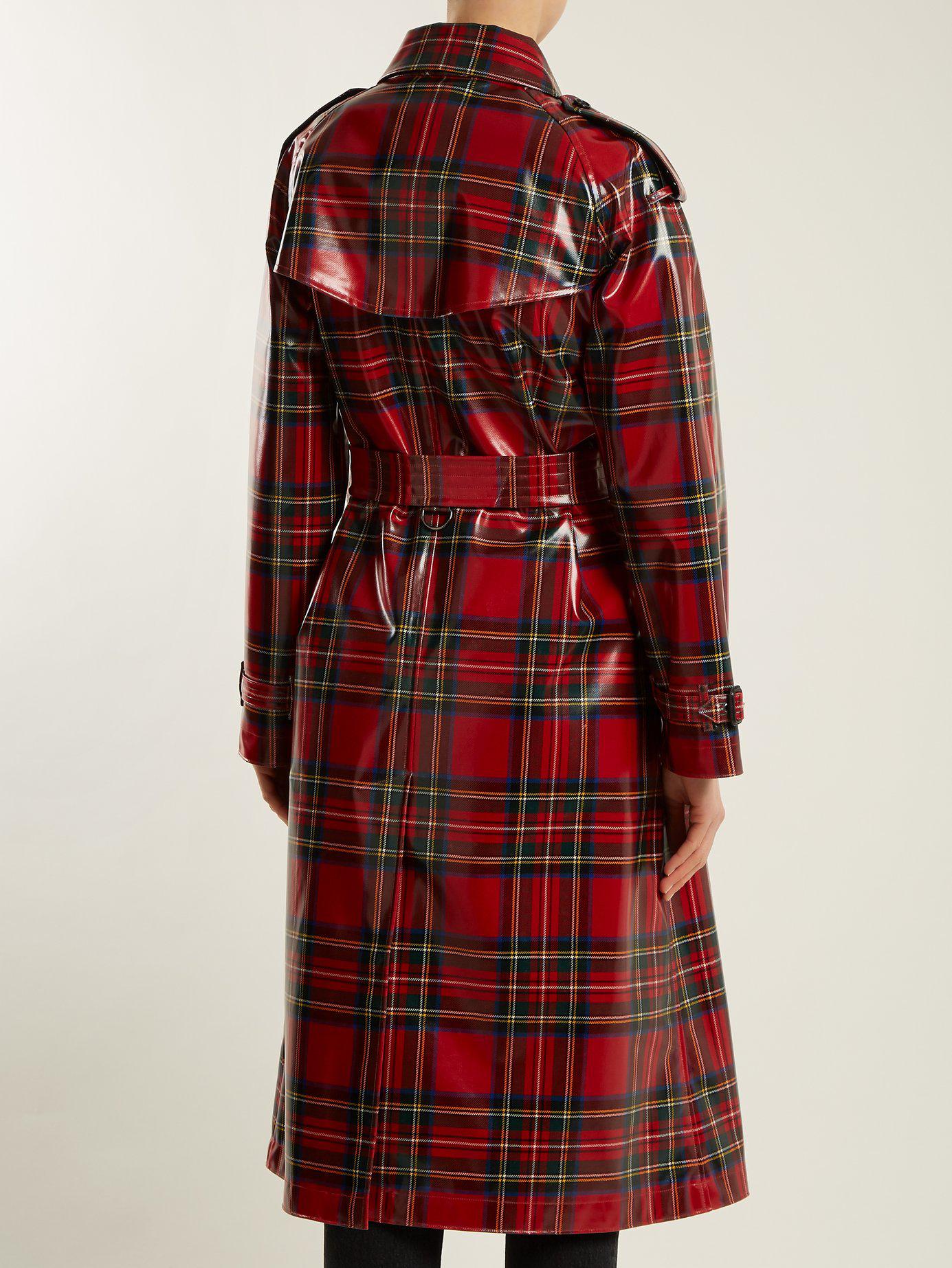 Trench-coat en laine laminée à motif tartan Burberry en coloris Rouge | Lyst