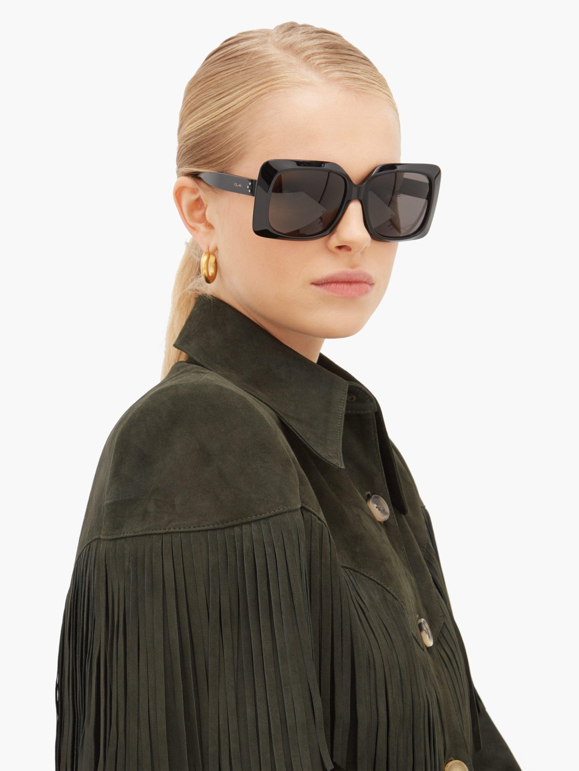 Celine Oversized Square Acetate Sunglasses in Black | Lyst