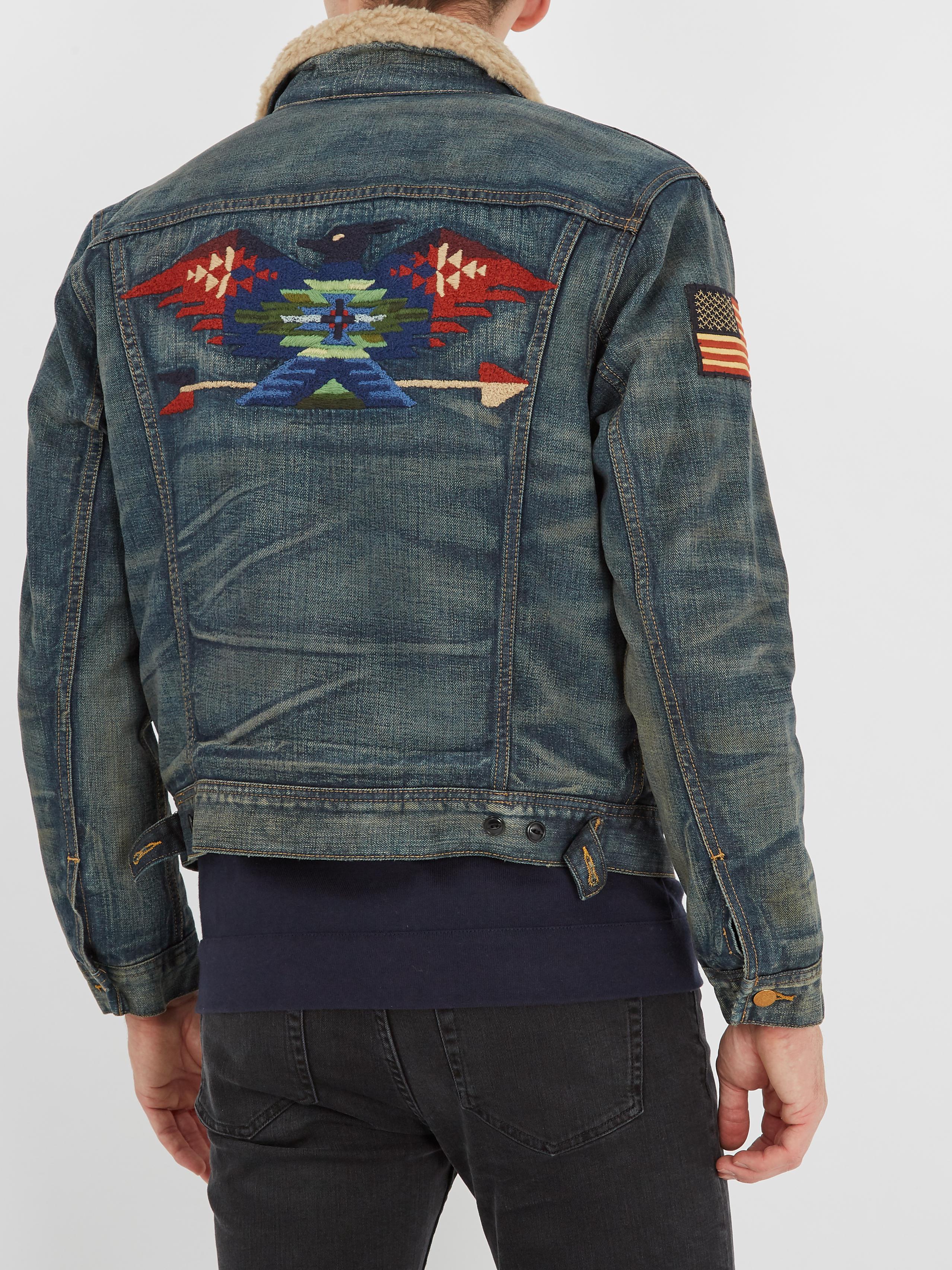 Polo Ralph Lauren Faux Shearling-collar Denim Jacket in Blue for Men - Lyst
