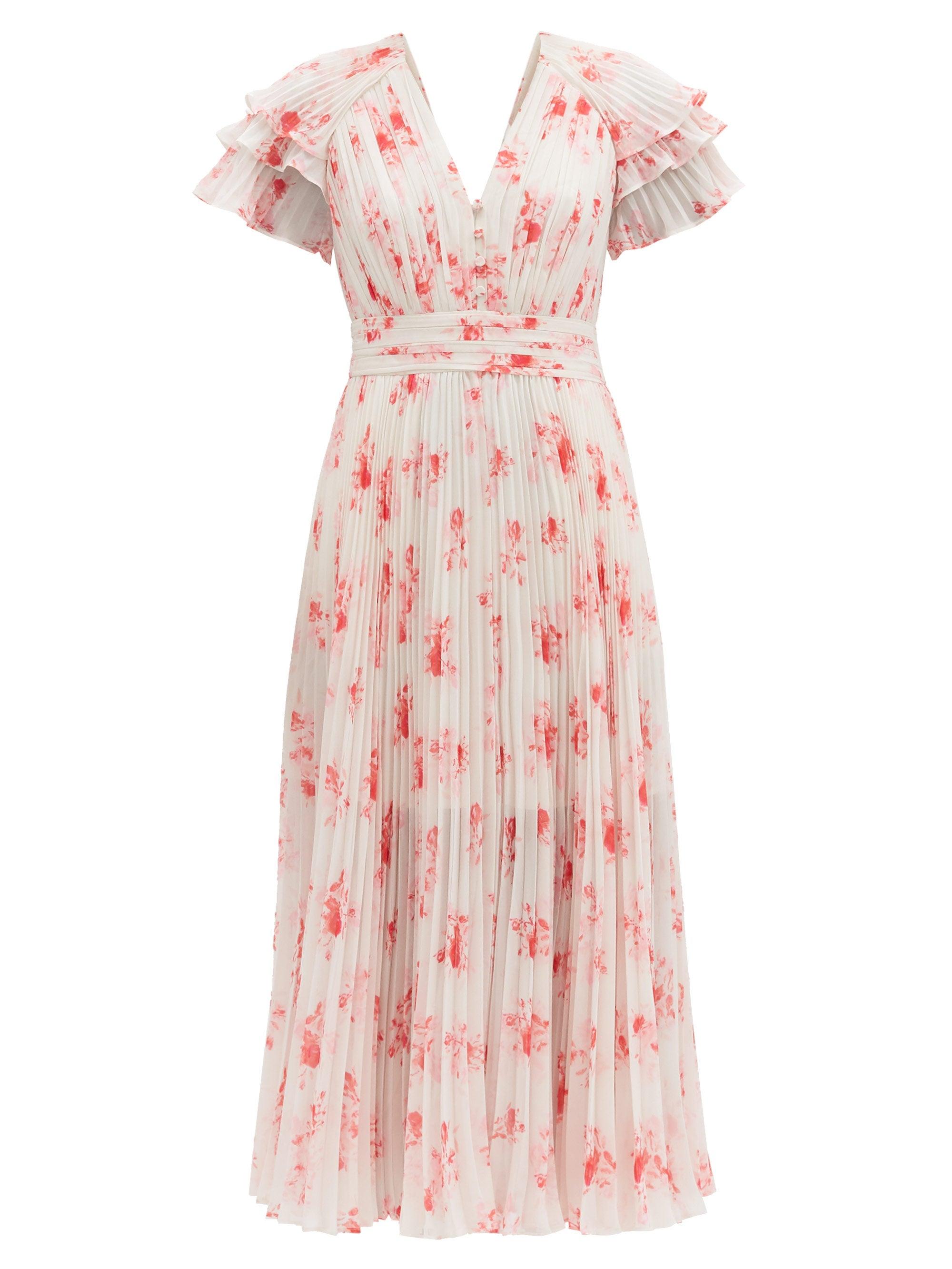 floral print v neck dress