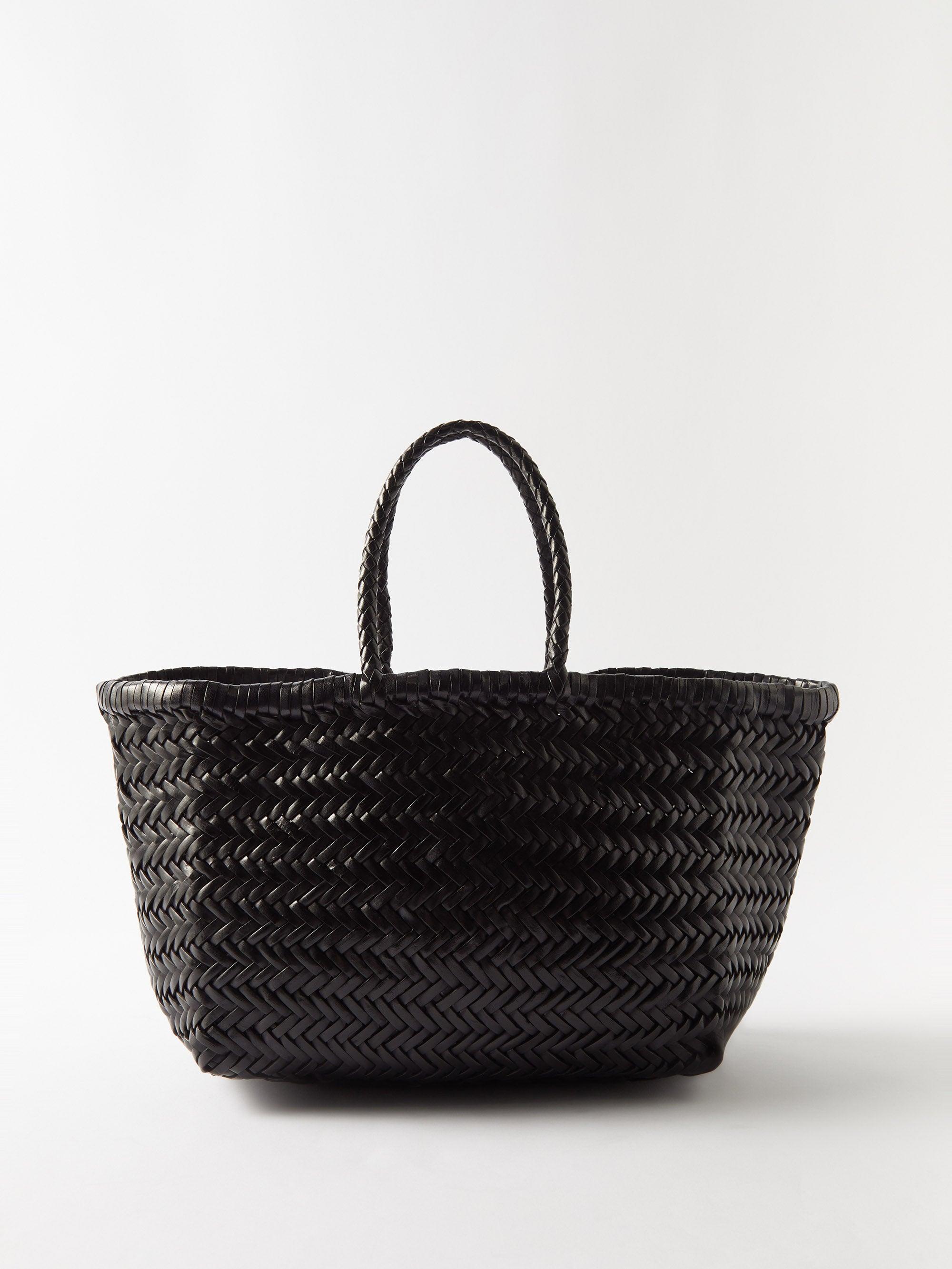 Dragon Diffusion Triple Jump Small Woven-leather Basket Bag in Black | Lyst