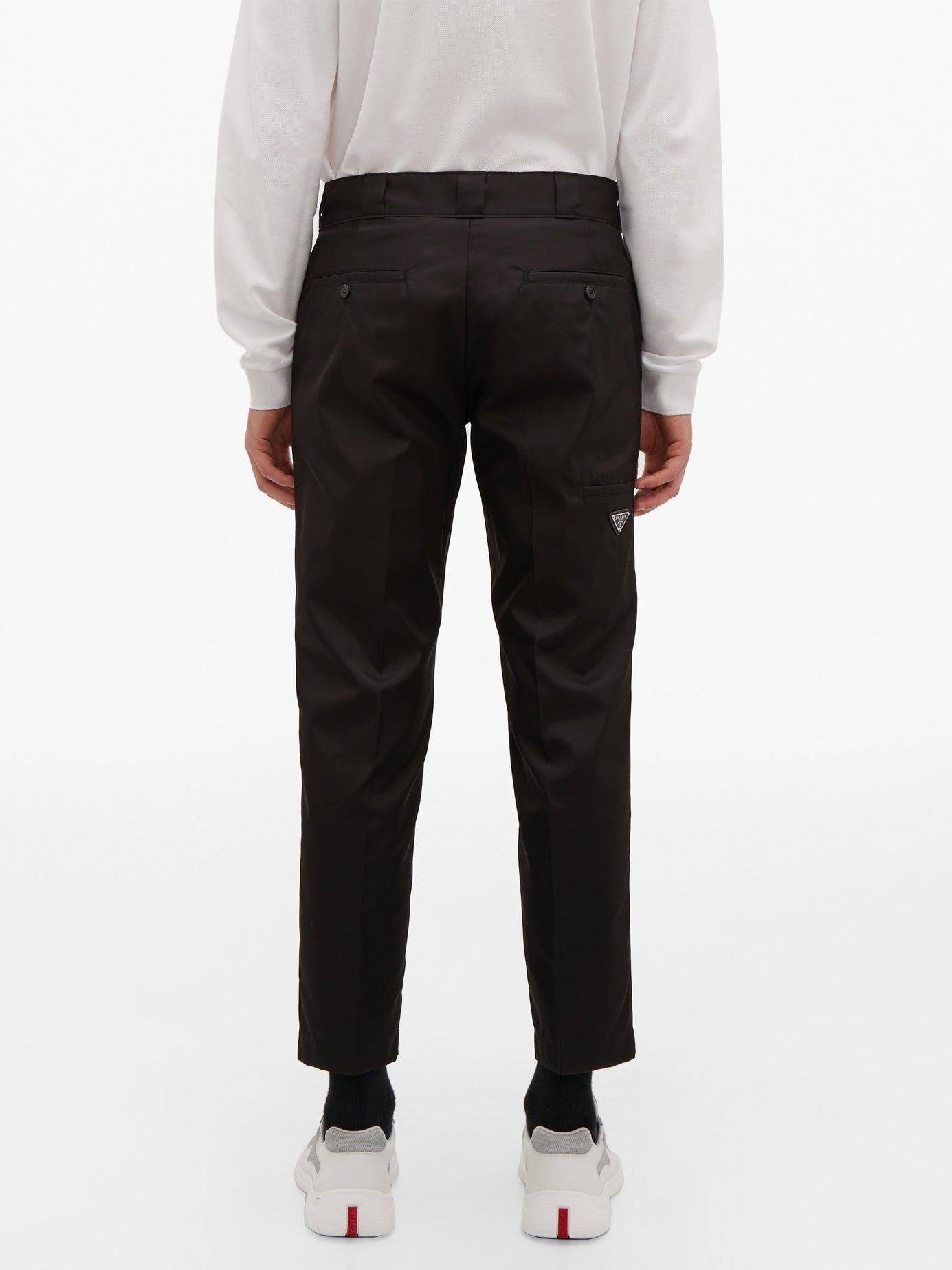 Prada Logo-plaque Cropped Nylon-gabardine Trousers in Black for Men | Lyst