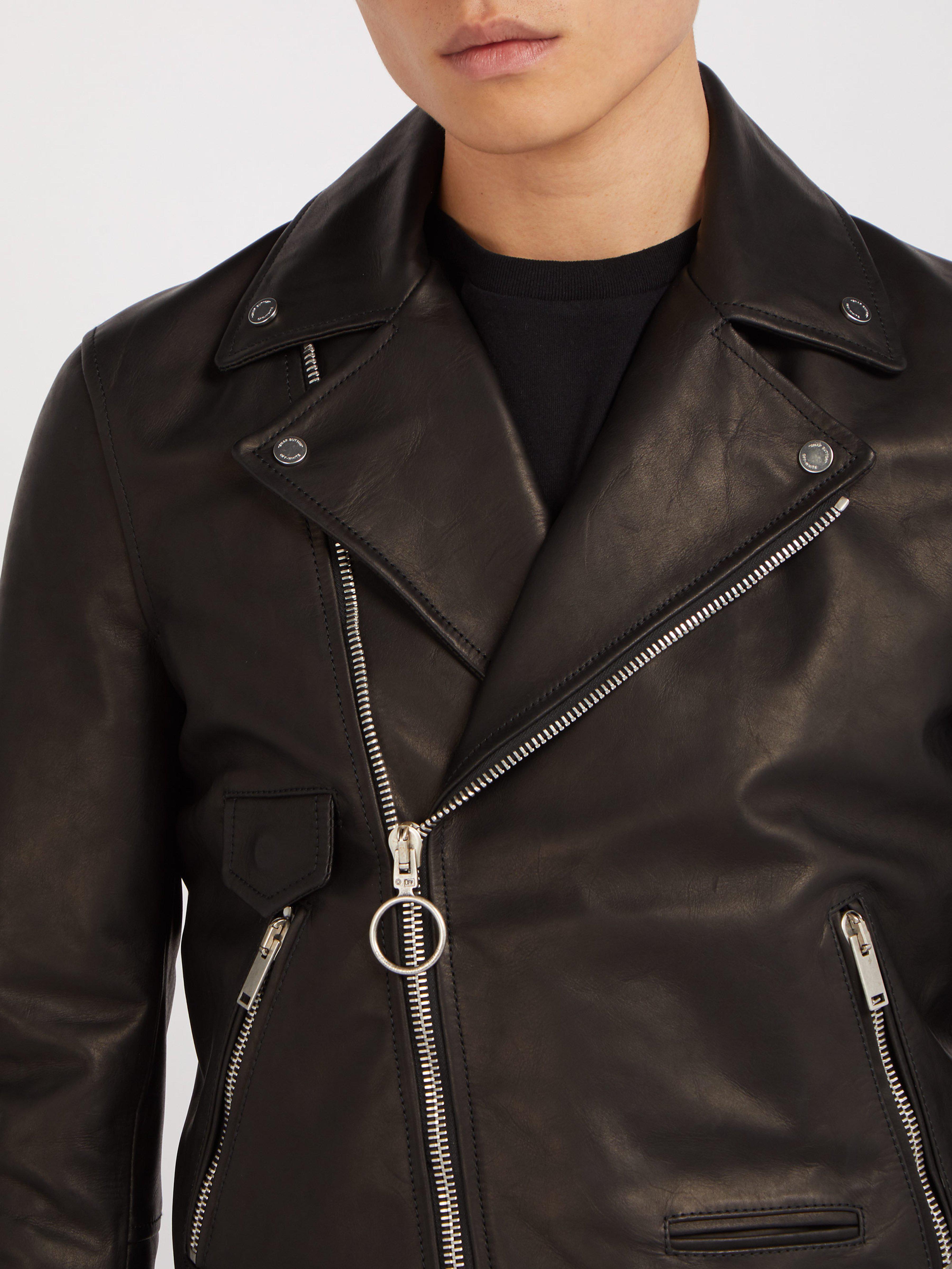 Off-White Leather biker jacket, Men's Clothing