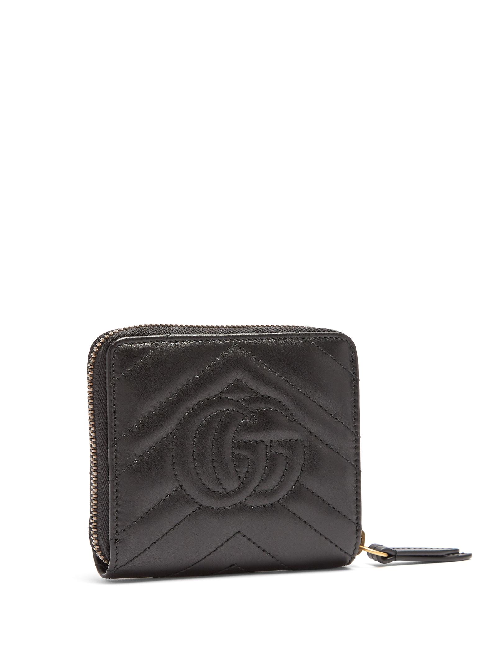Gucci Gg Marmont Quilted-leather Wallet in Black - Lyst