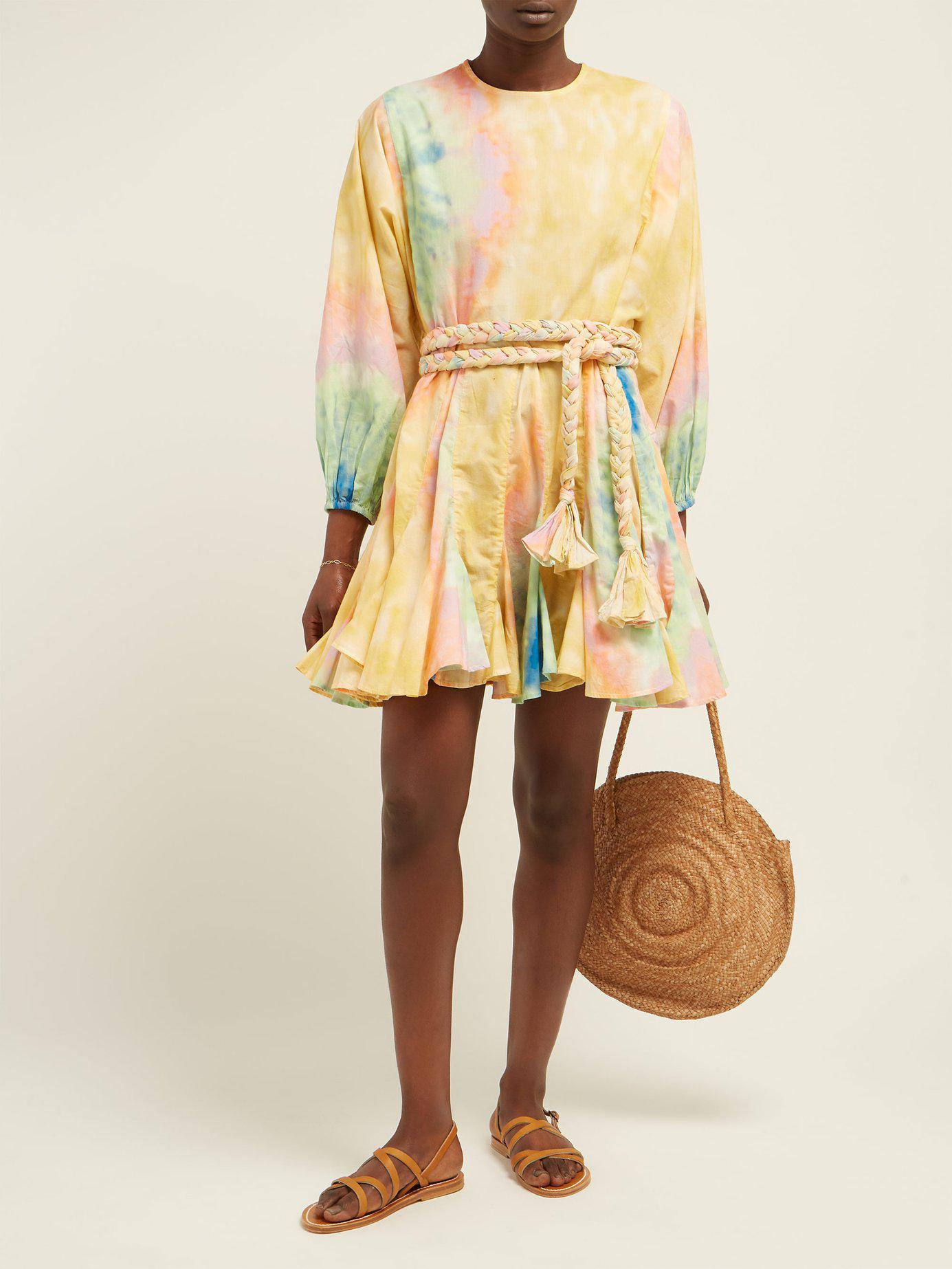RHODE Ella Tie Dyed Cotton Mini Dress 