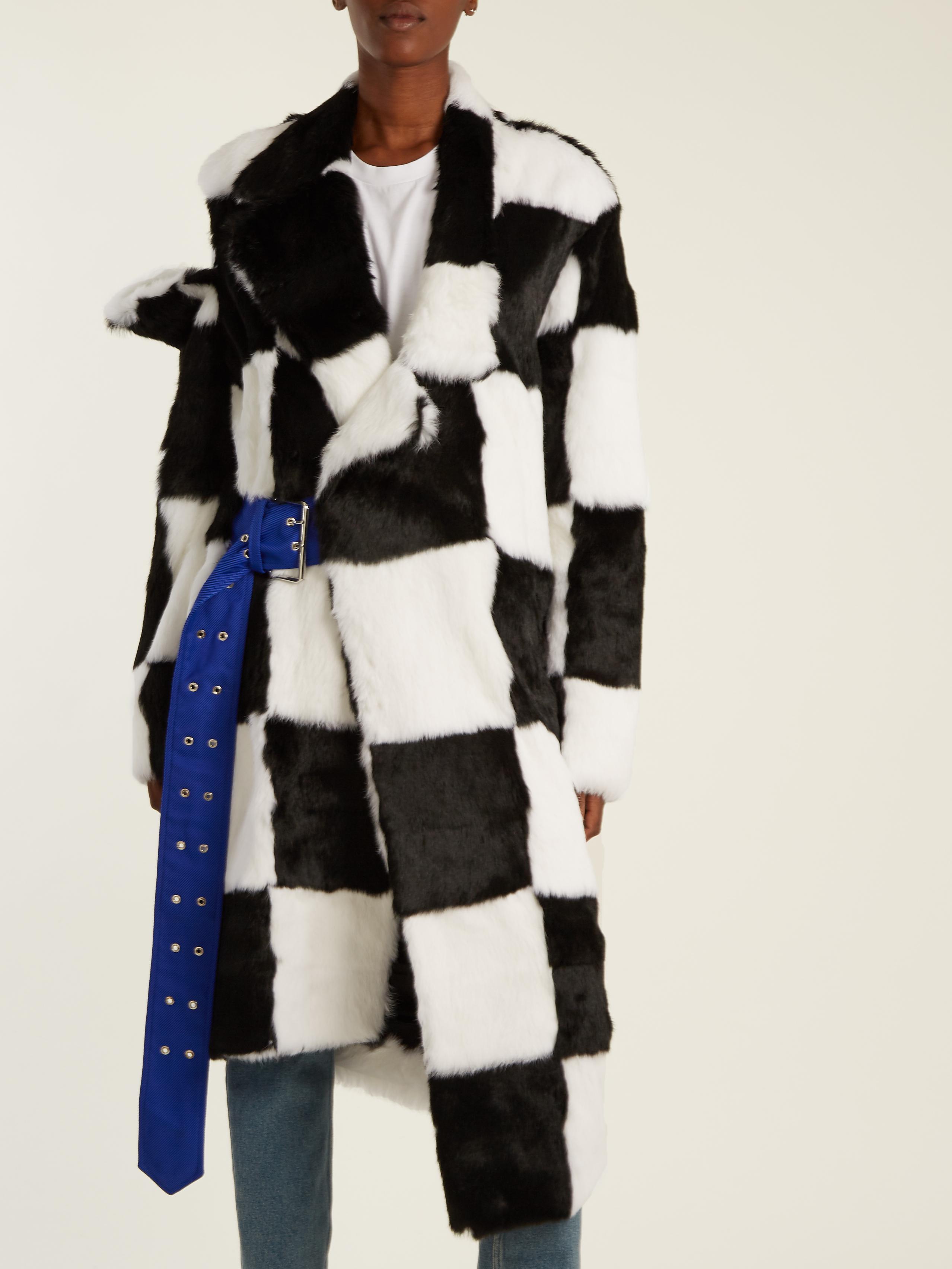 checkerboard fur coat