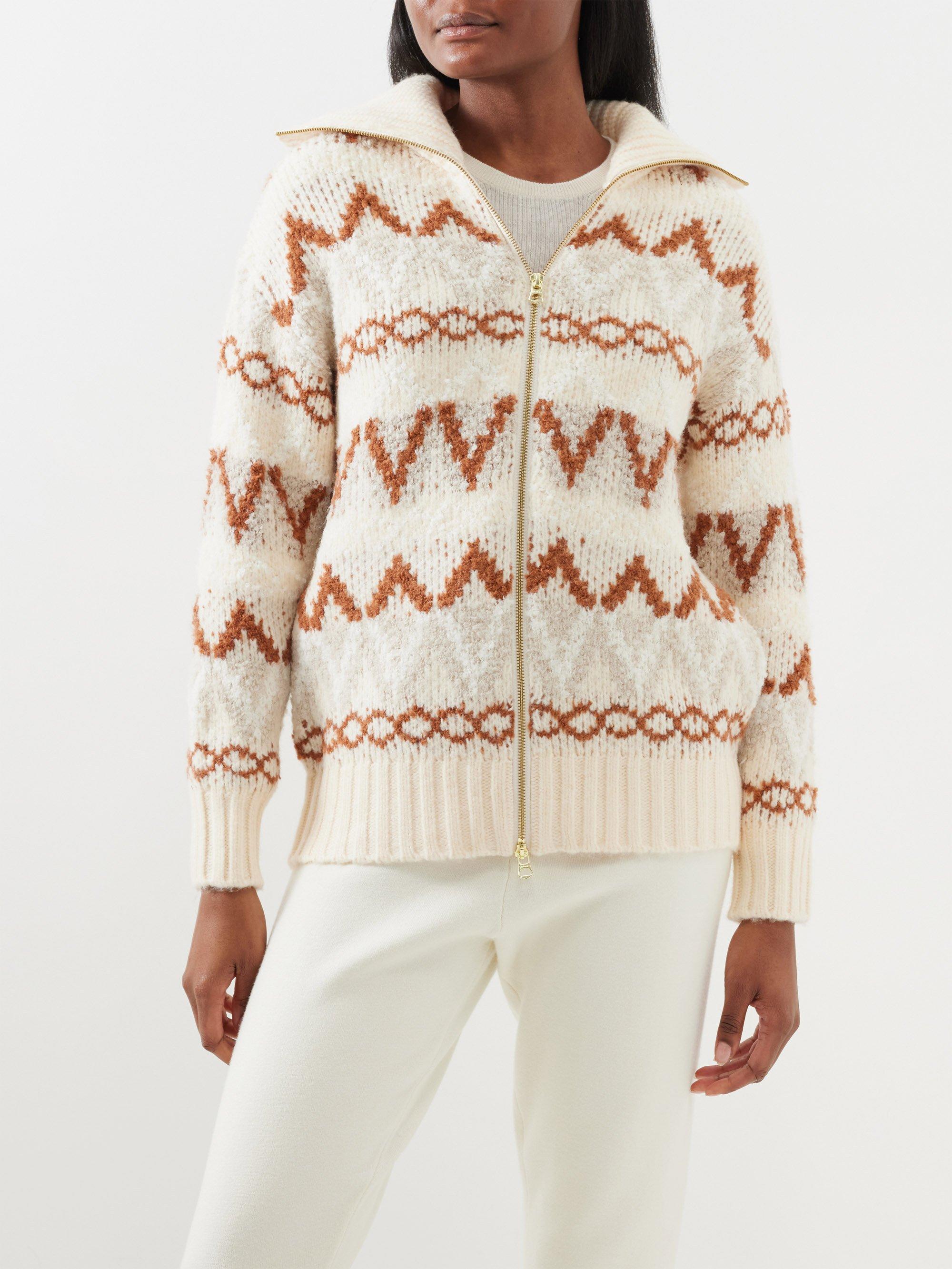 Fair isle top zip cardigan
