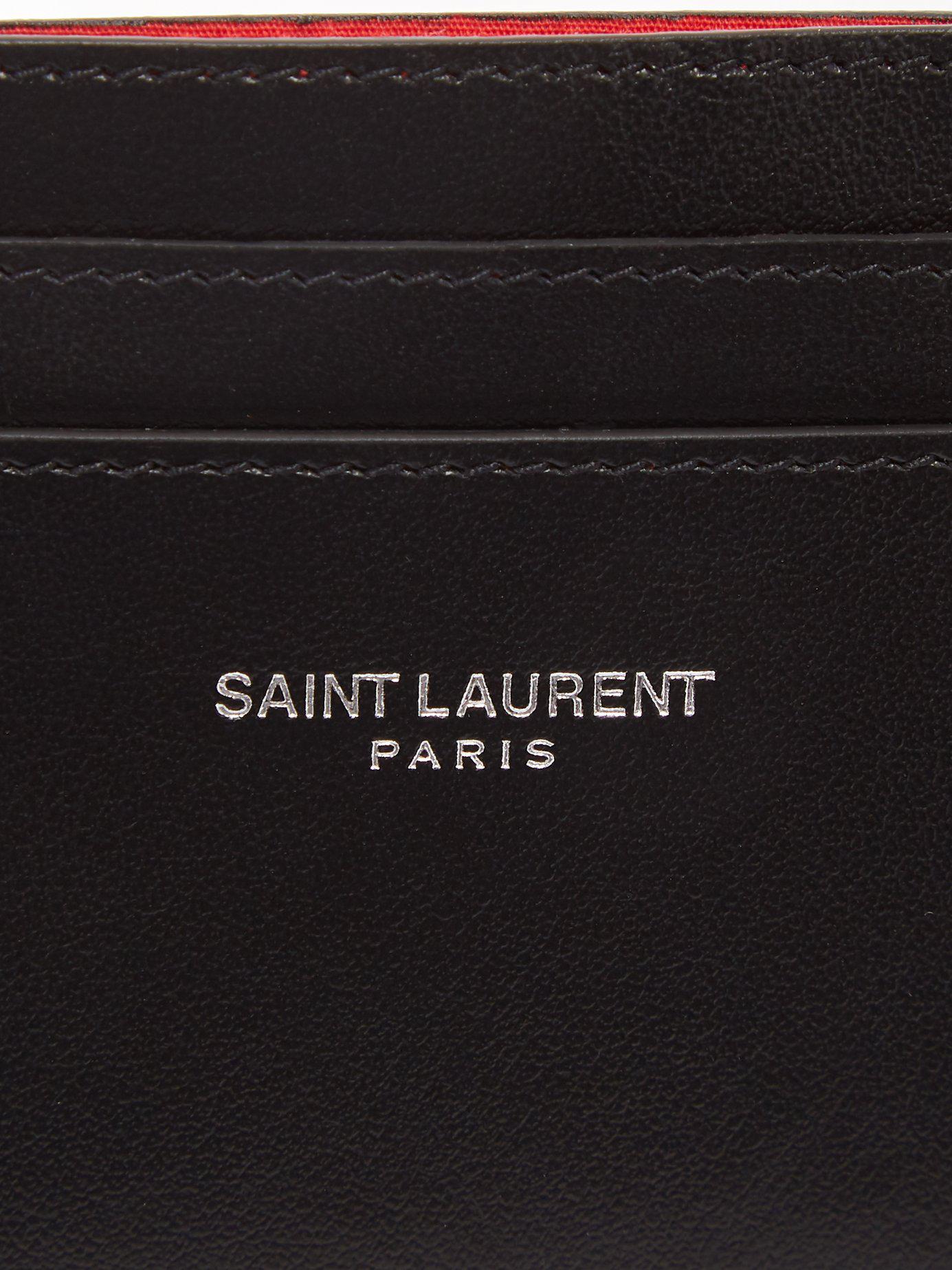 Saint Laurent Leather Bandana-print Cardholder in Red for Men | Lyst