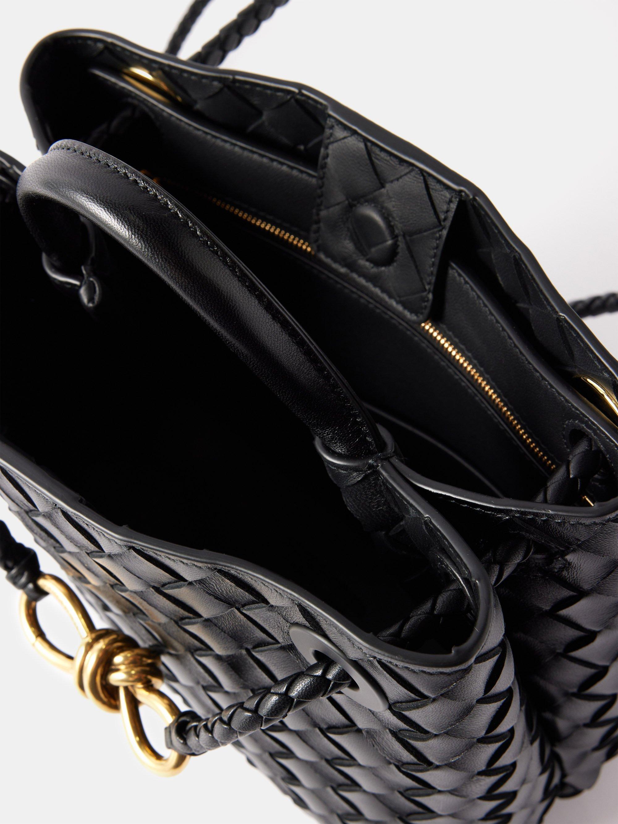 Black Andiamo small Intrecciato-leather handbag, Bottega Veneta