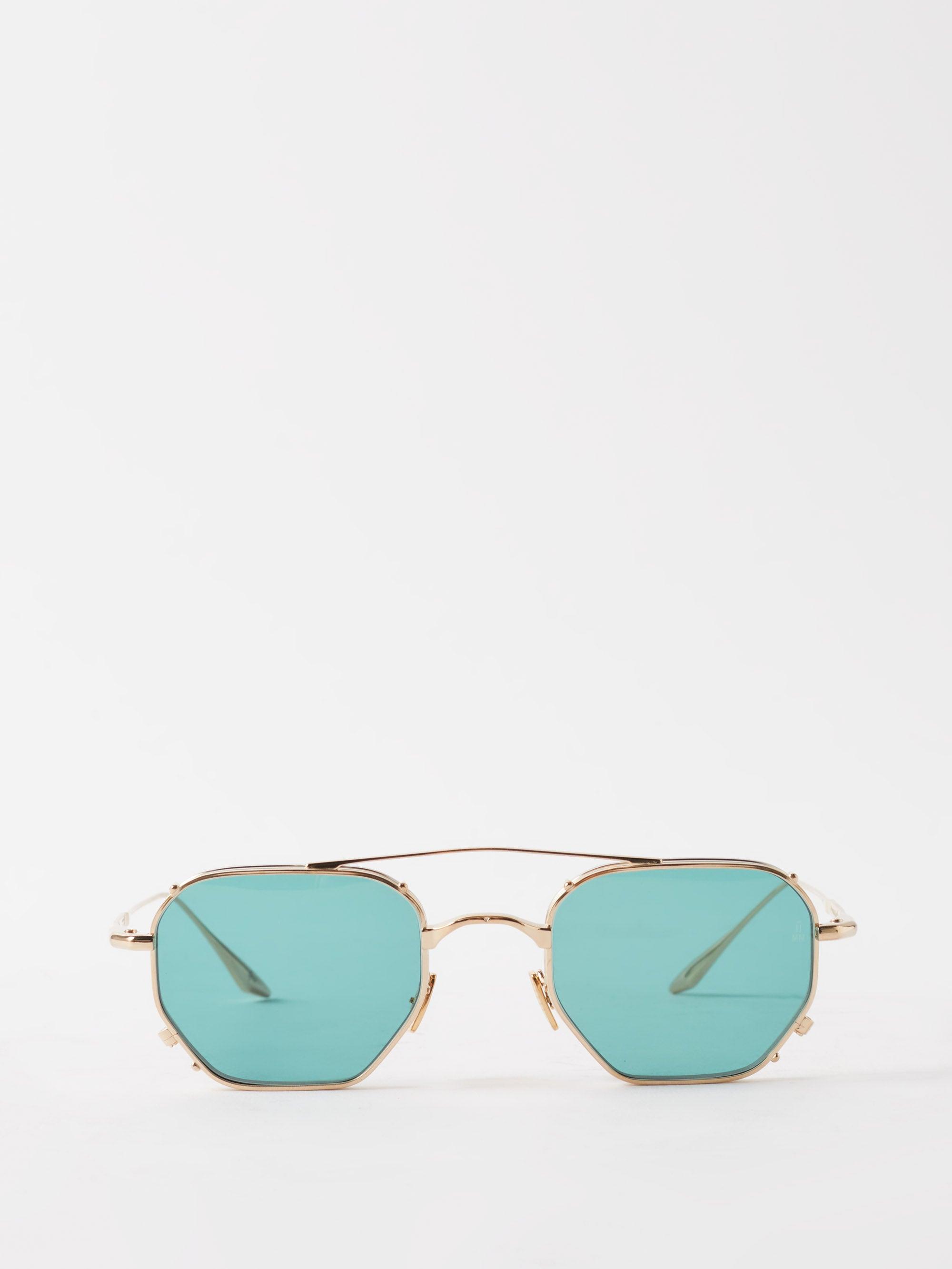 Jacques Marie Mage Marbot Octagonal Aviator Metal Sunglasses in Green