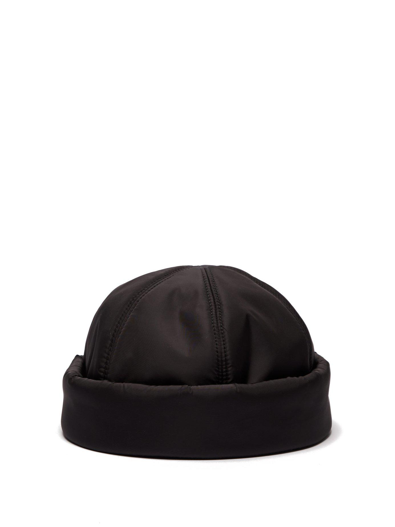 Prada Synthetic Padded Nylon Beanie Hat in Black for Men - Lyst