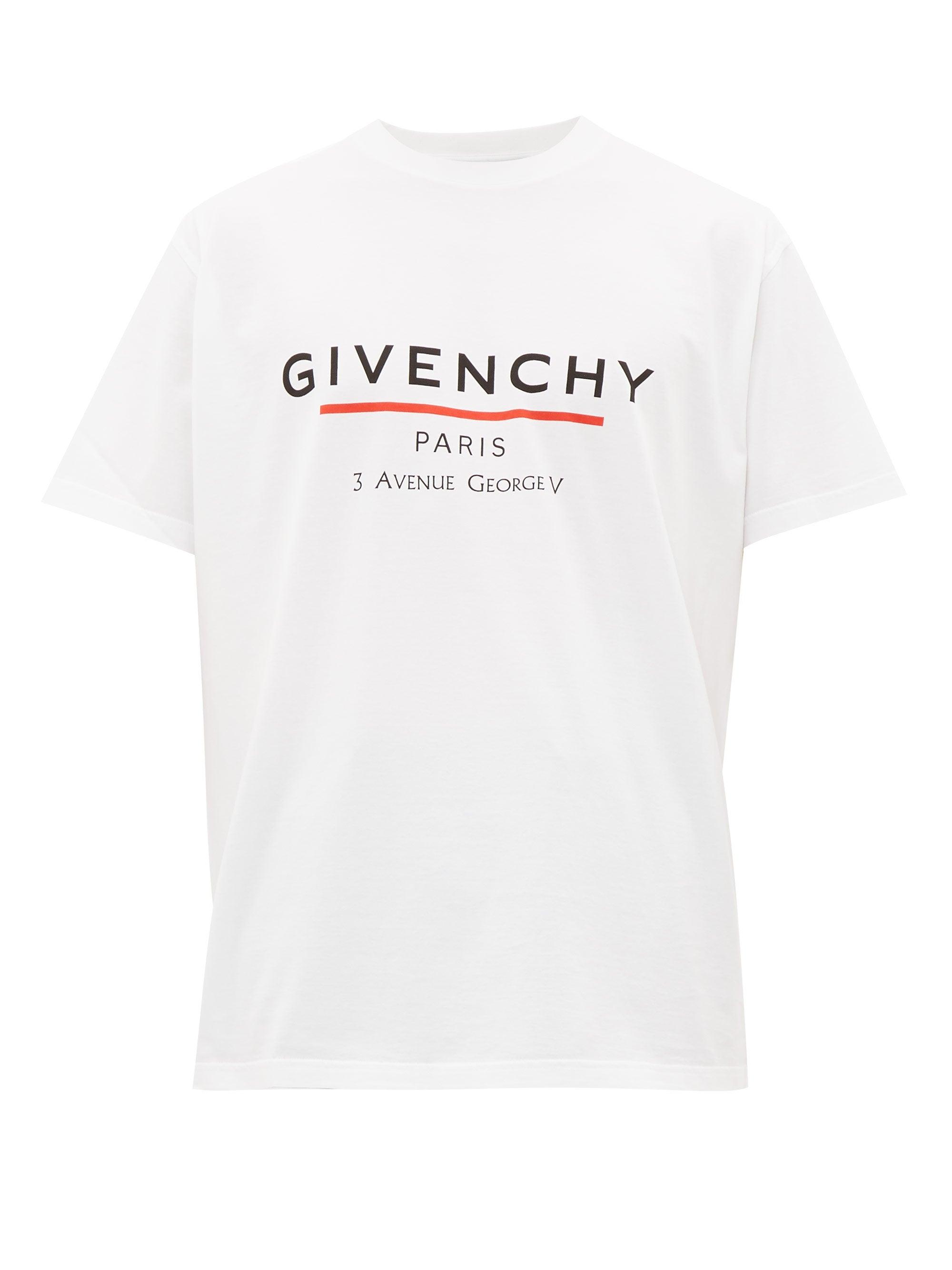 Givenchy Cotton Paris '3 Av George V' Logo T-shirt in White for Men ...