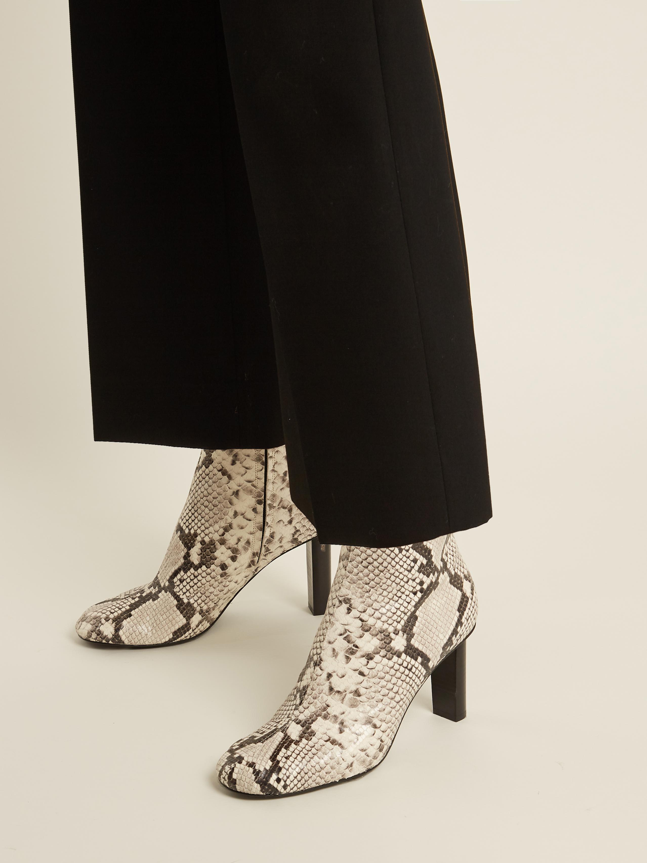 snake leather ankle boots