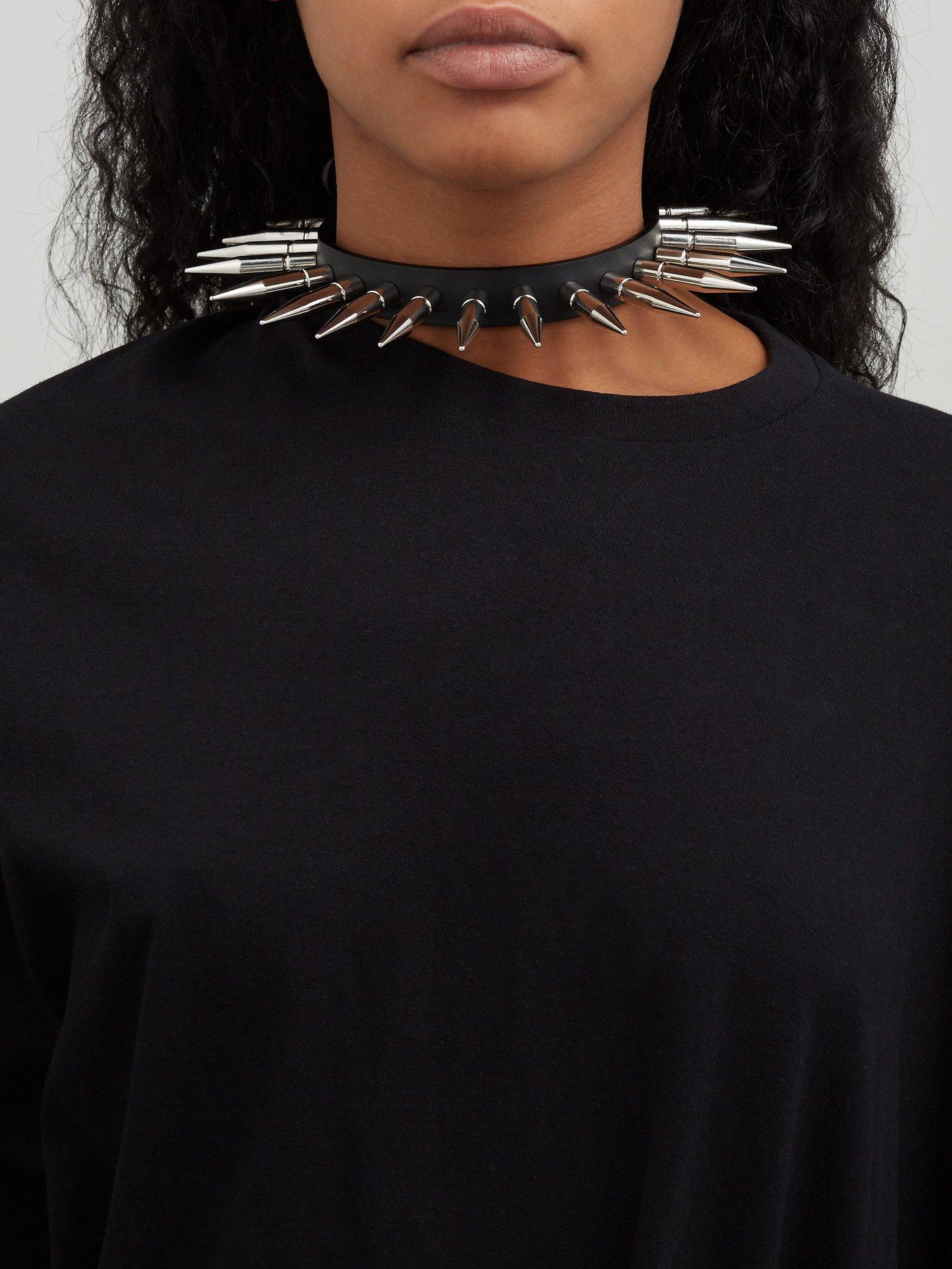 Vetements Spike Embellished Leather Choker in Black Lyst