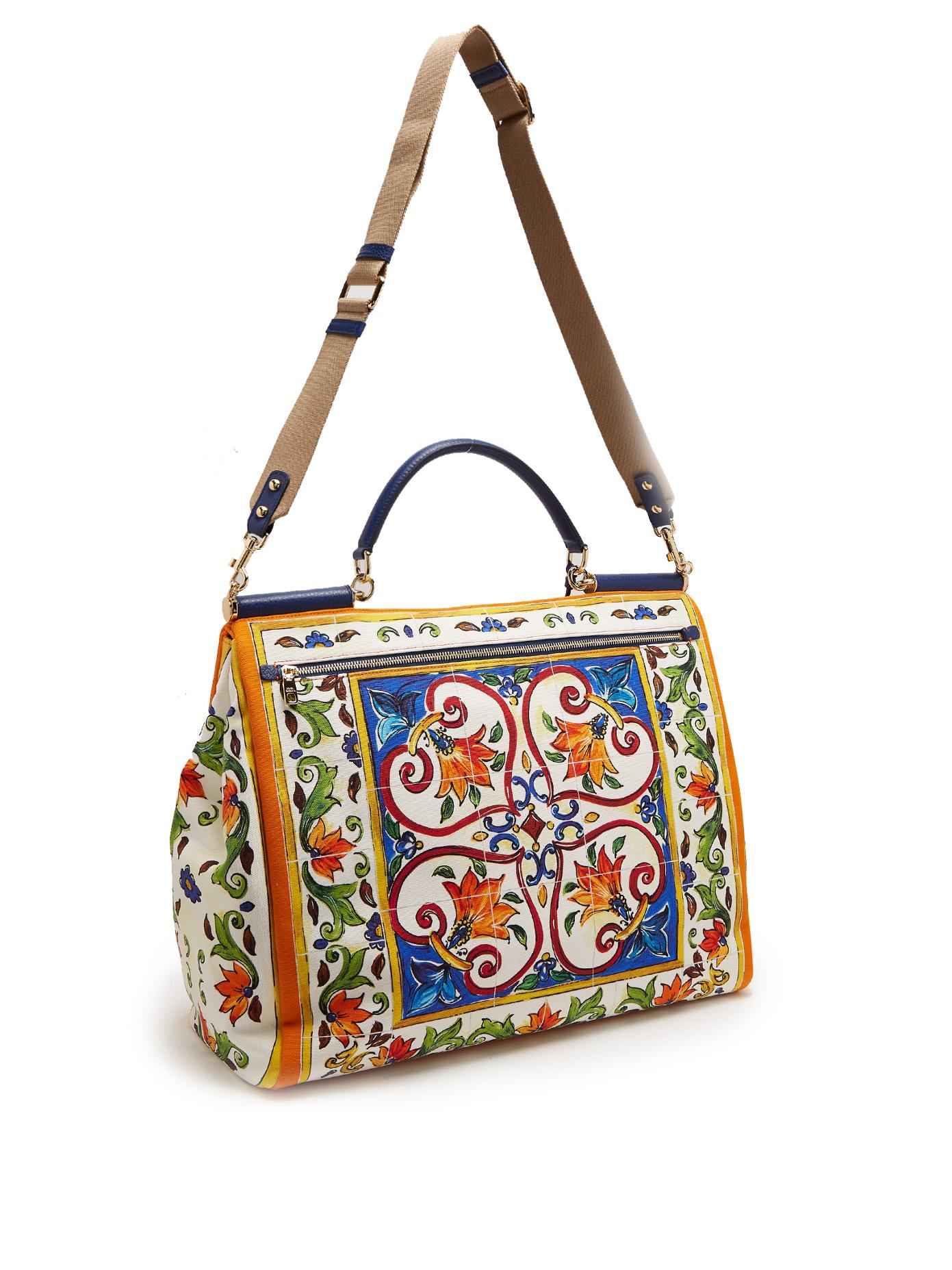 Dolce & Gabbana Sicily Medium Majolica-print Canvas Bag