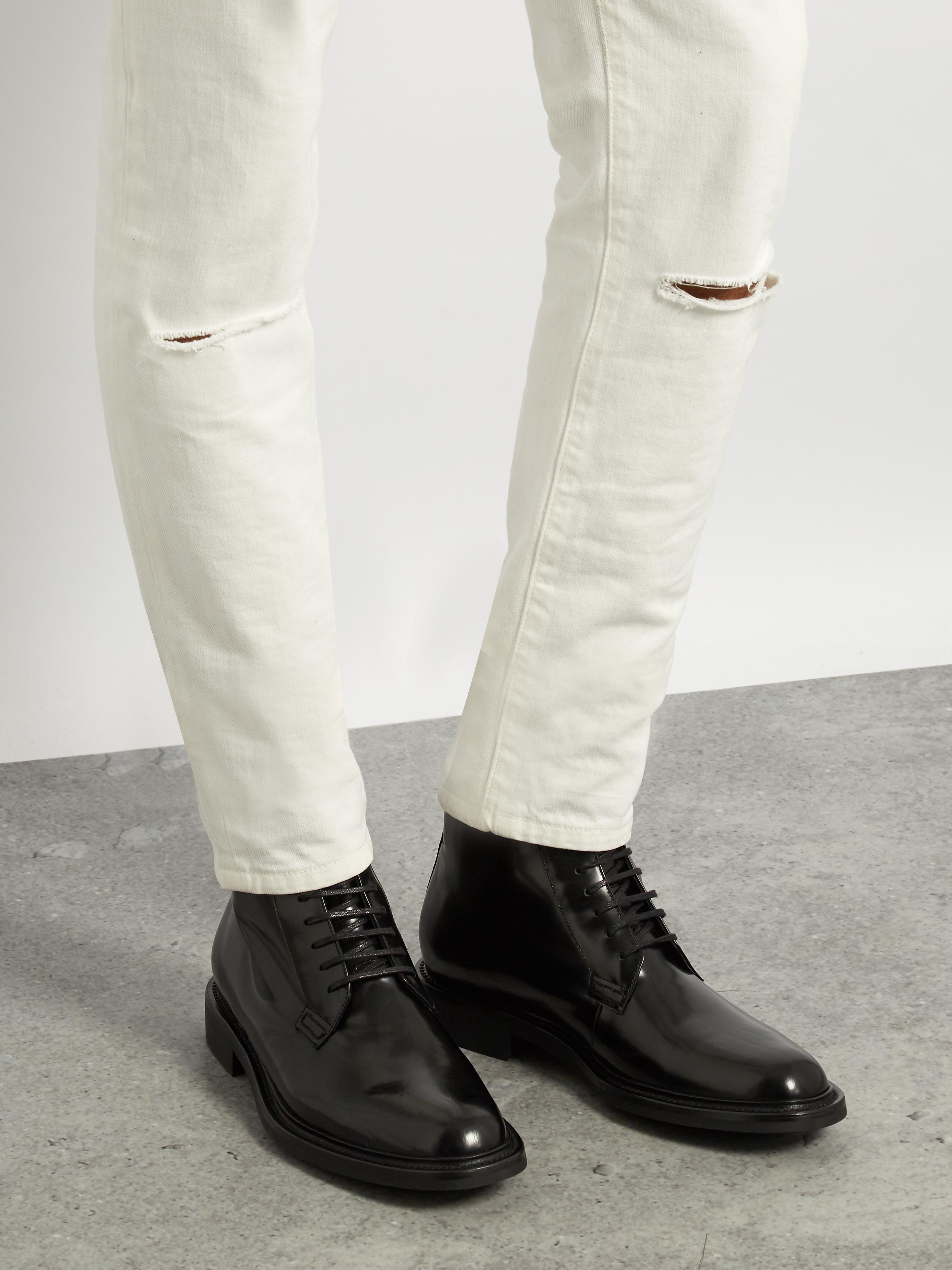 Saint Laurent Army Lace-up Leather Boots in Black for Men | Lyst