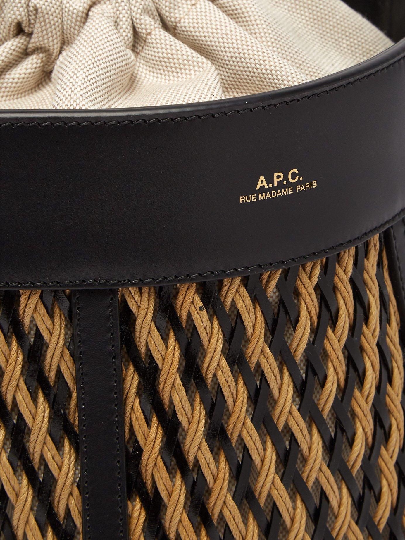 A.P.C. Garance Woven Leather Cross Body Bag in Black