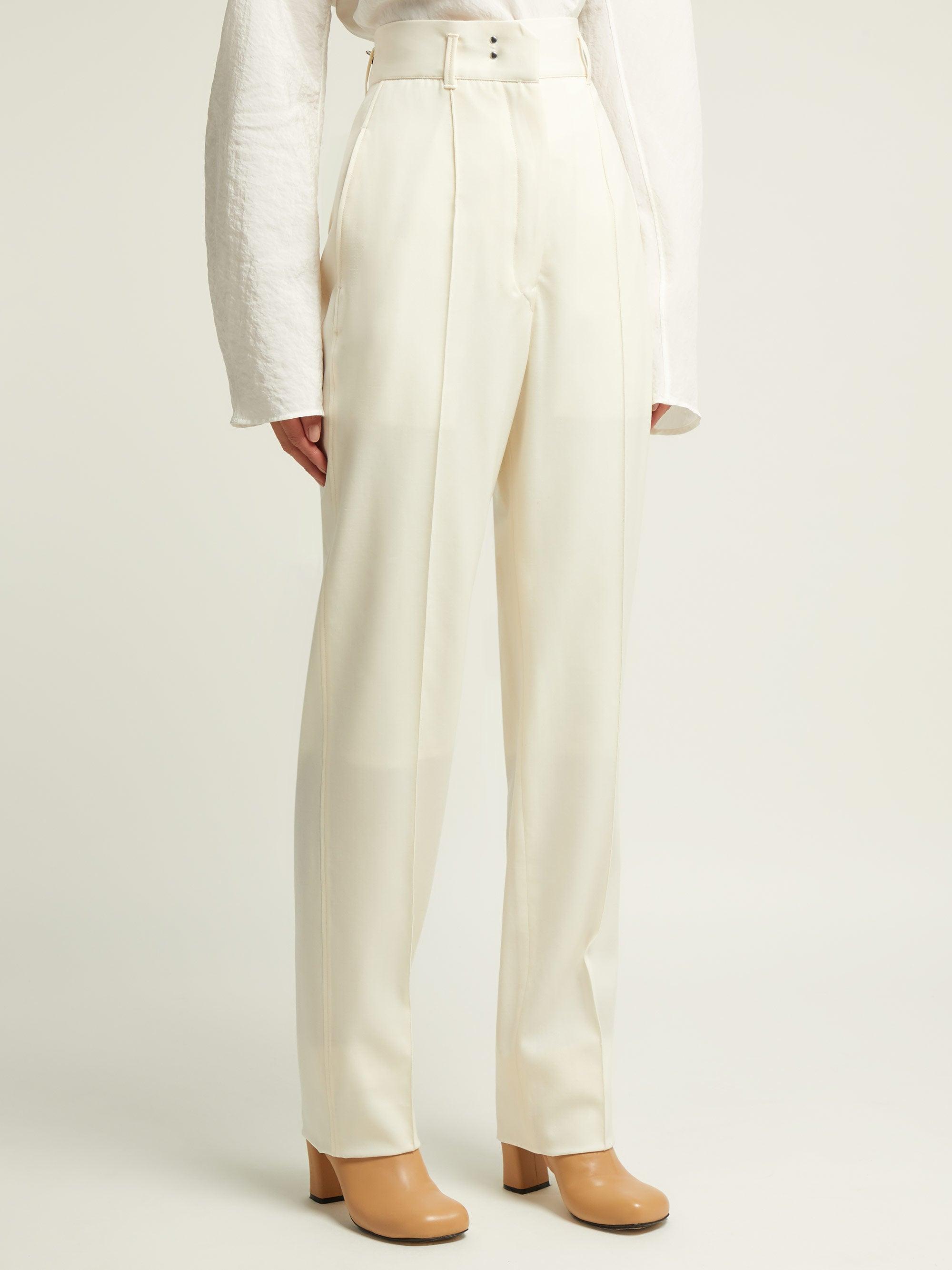 Lemaire High-waist Tailored Wool Trousers in Cream (Natural) - Lyst