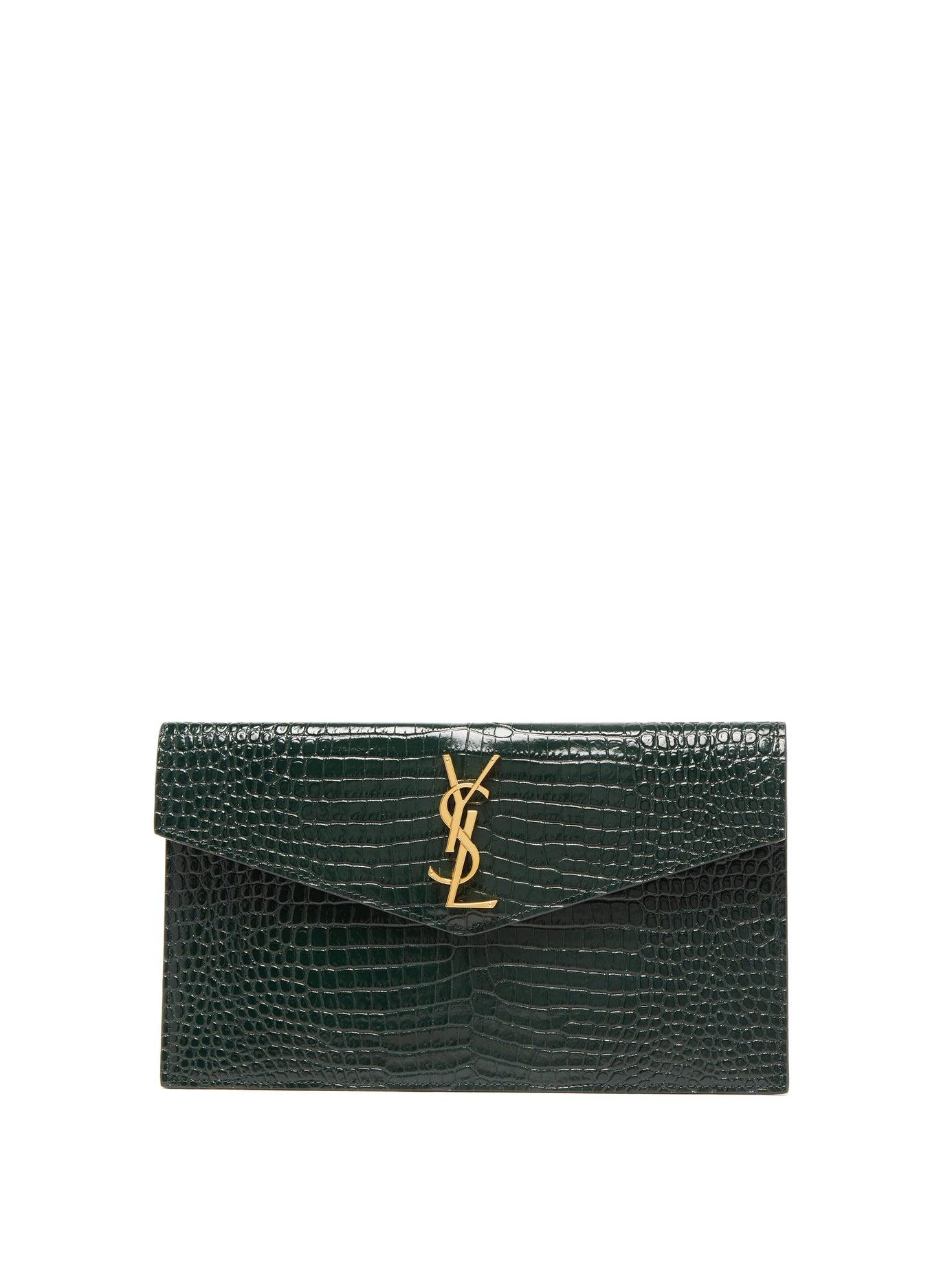 Uptown YSL-monogram canvas and leather pouch
