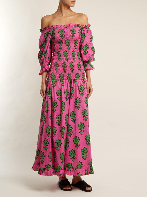 RHODE Cotton Eva Off-shoulder Floral 