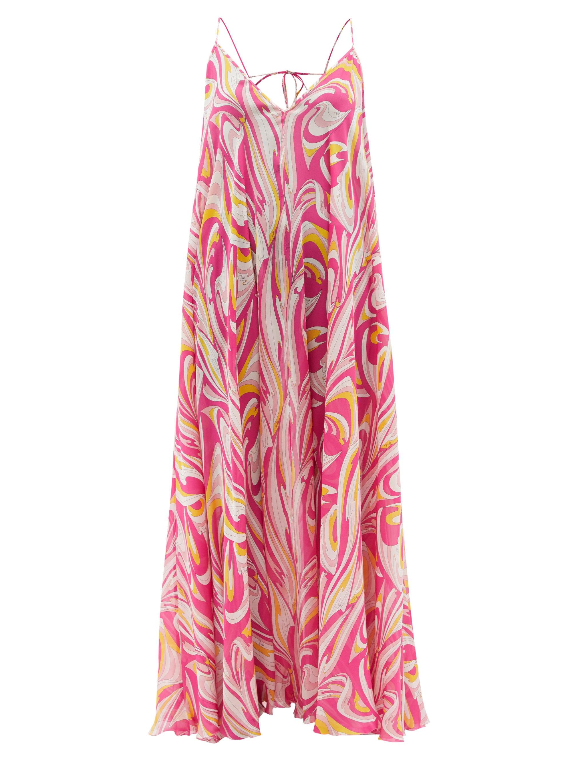 Emilio Pucci Vortici-print Silk Maxi Dress in Pink | Lyst