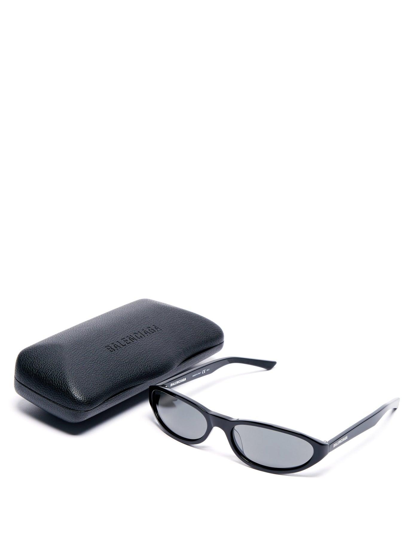 Balenciaga Neo Mirrored Oval Acetate Sunglasses in Black - Lyst