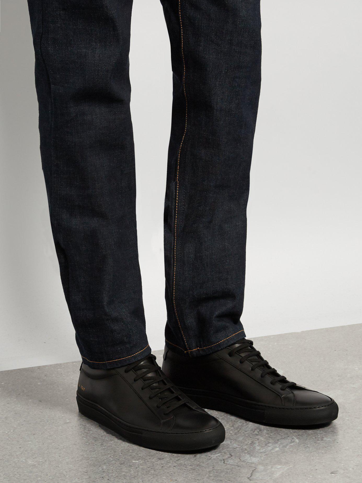 Common Projects Black Leather Achilles Sneakers For Men Lyst View Fullscreen