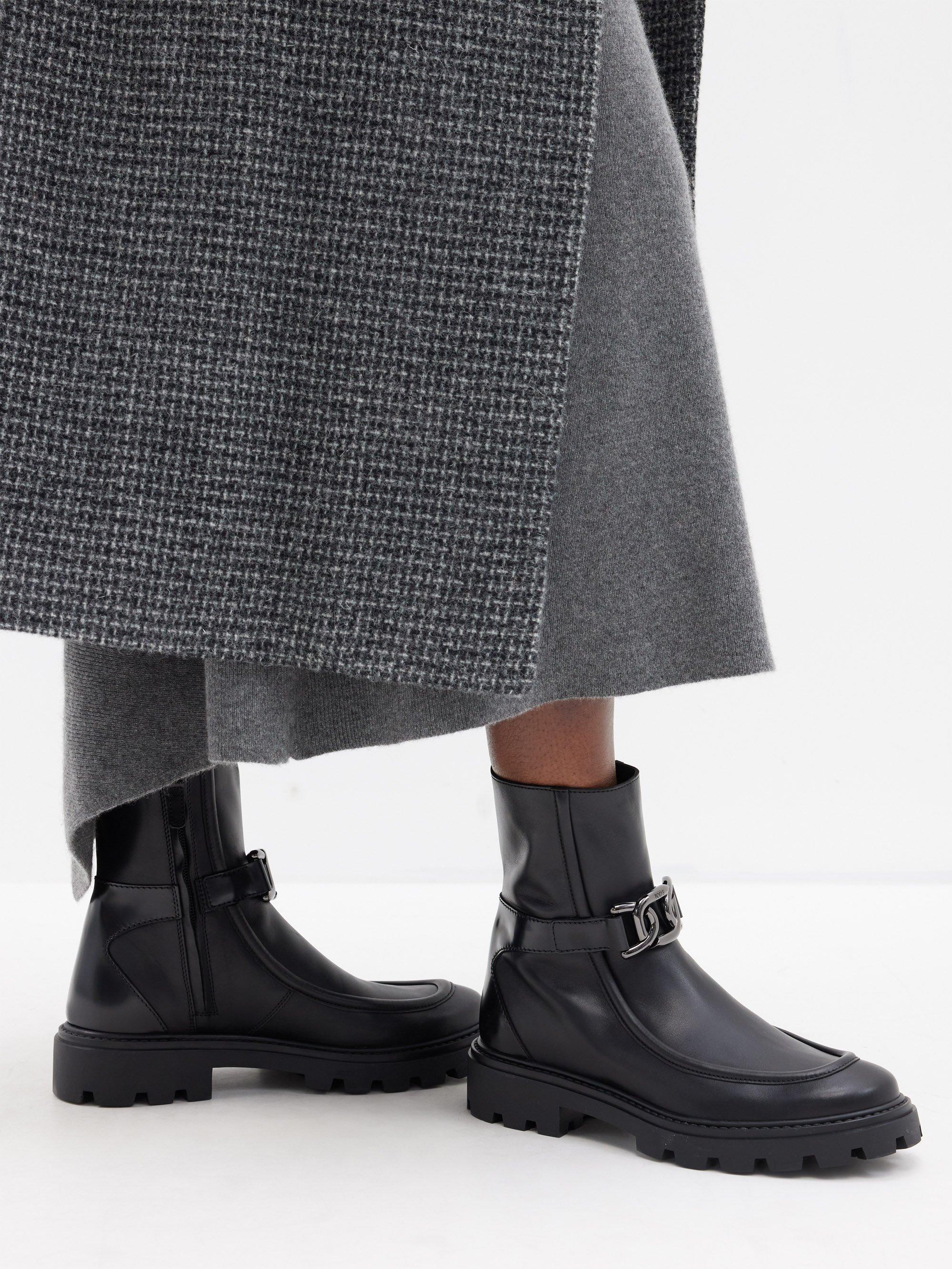 Kate Leather Ankle Boots in Black - Tods