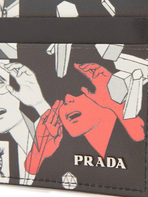 Prada Comic-print Cardholder in Black for Men | Lyst