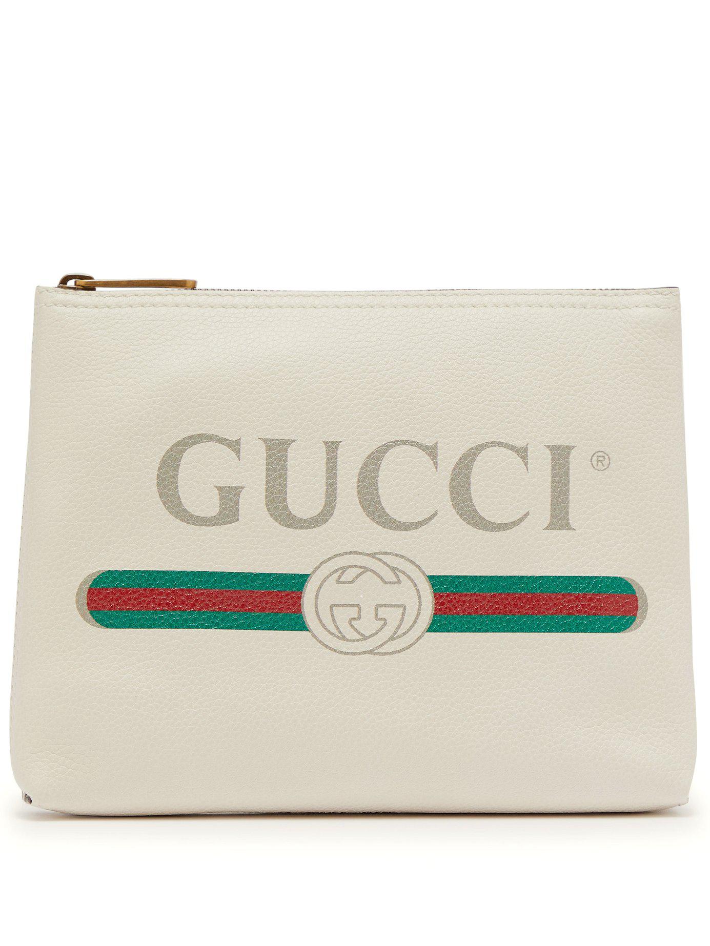 Gucci Logo Printed Leather Pouch in 