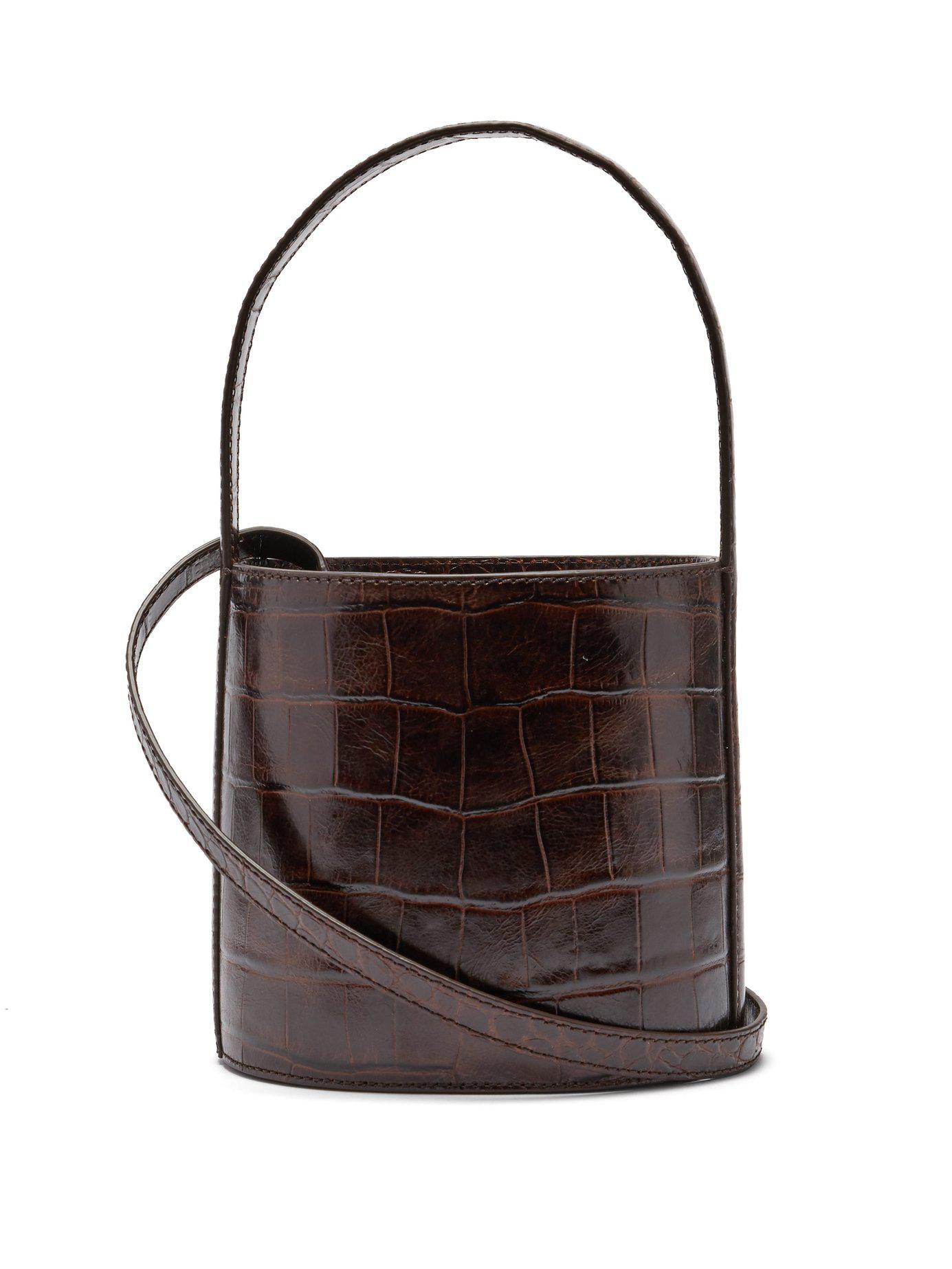 STAUD Bissett Crocodile Effect Leather Bucket Bag in Dark Brown (Brown) -  Lyst