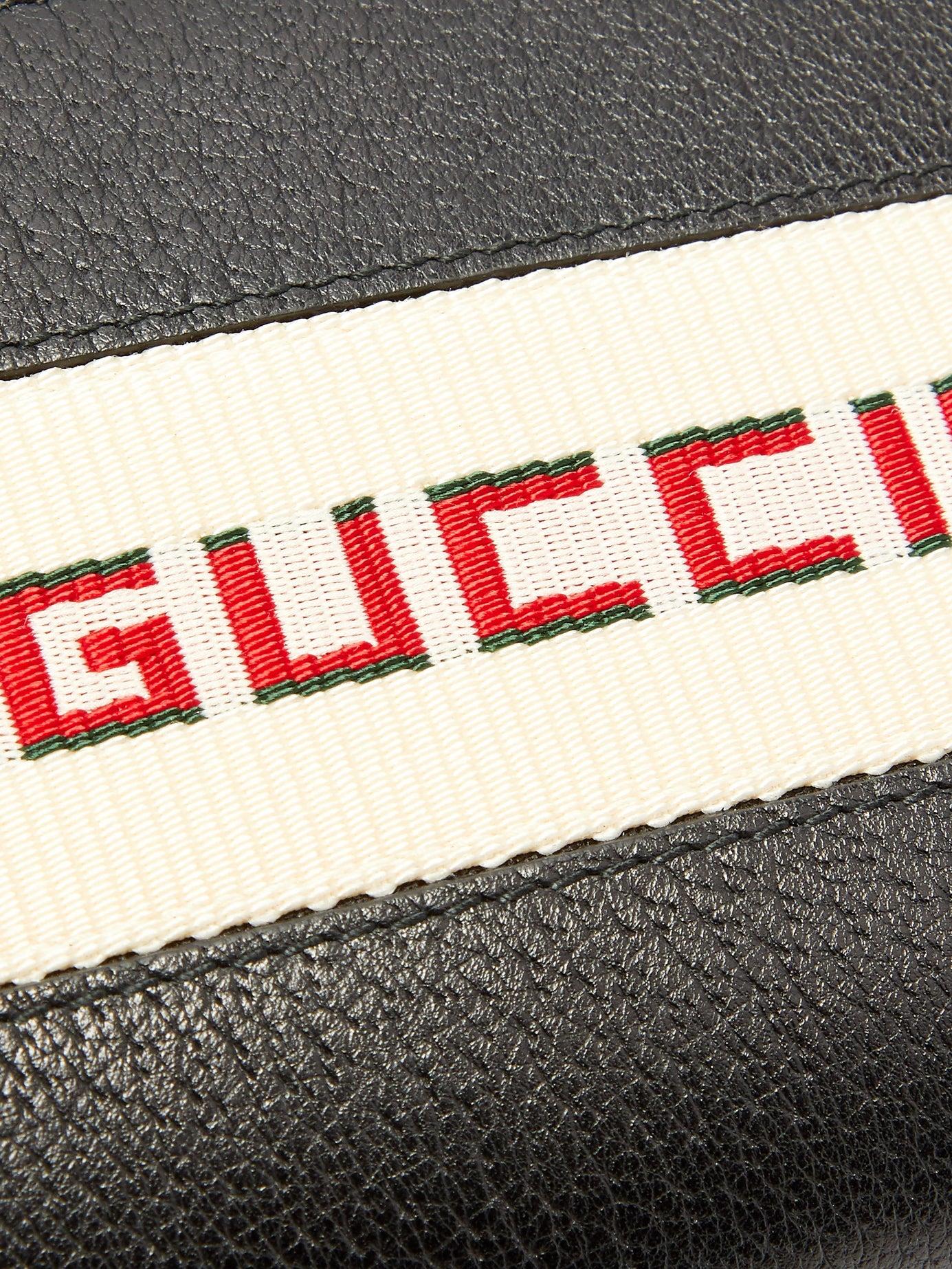 Gucci Logo Stripe-jacquard Leather Wallet in Black for Men - Lyst