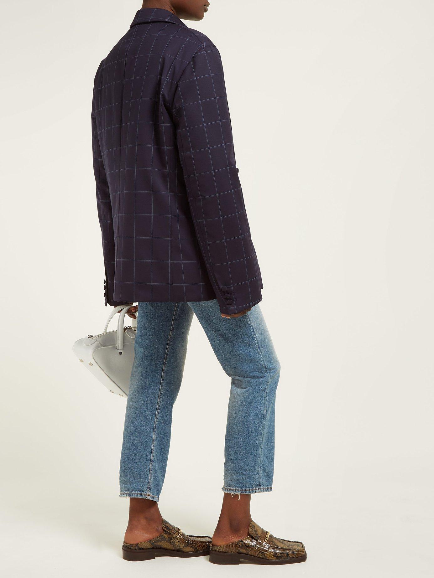 Martine Rose Square Toe Python Effect Leather Backless Loafers | Lyst