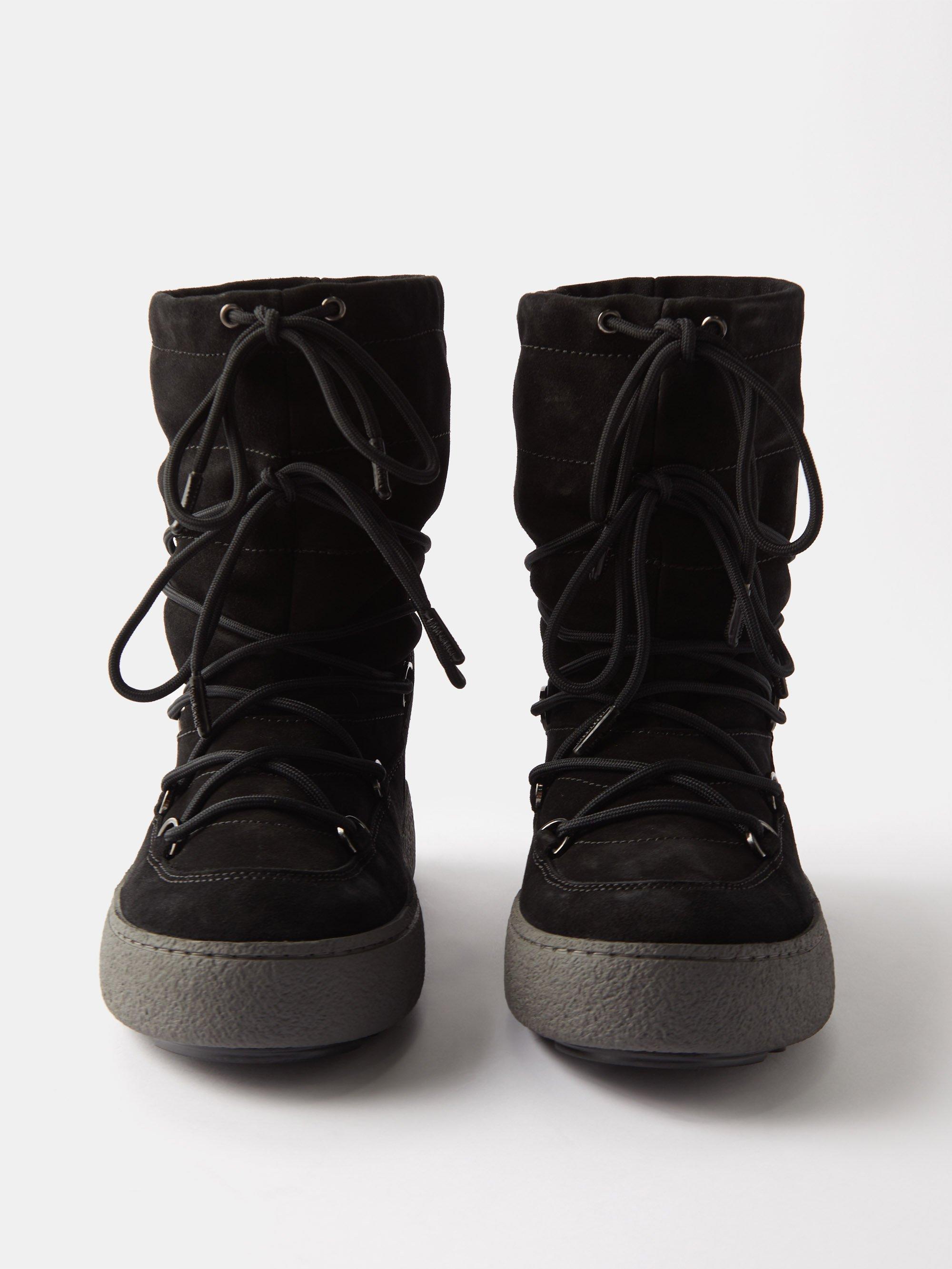 Moon Boot Track Lace-up Suede Boots in Black | Lyst