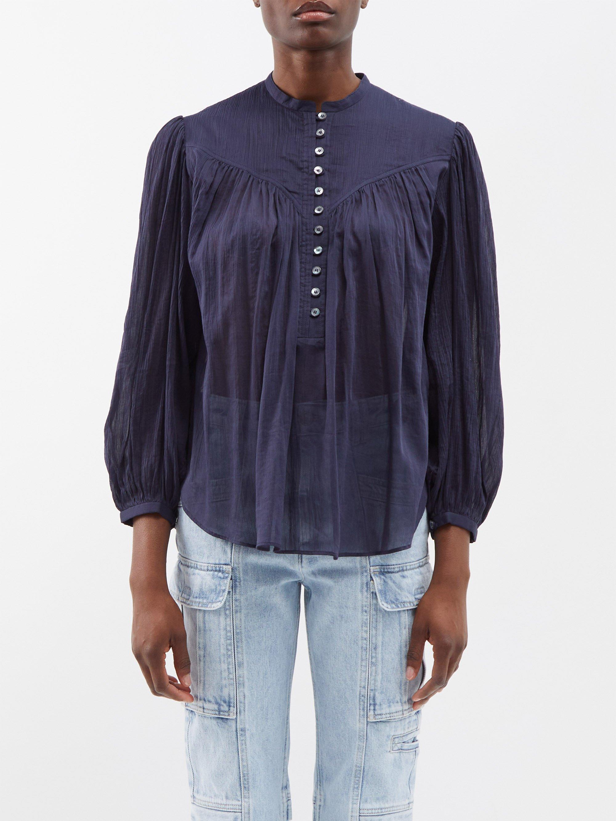 Isabel Marant Kiledia Cottonblend Voile Blouse in Blue Lyst