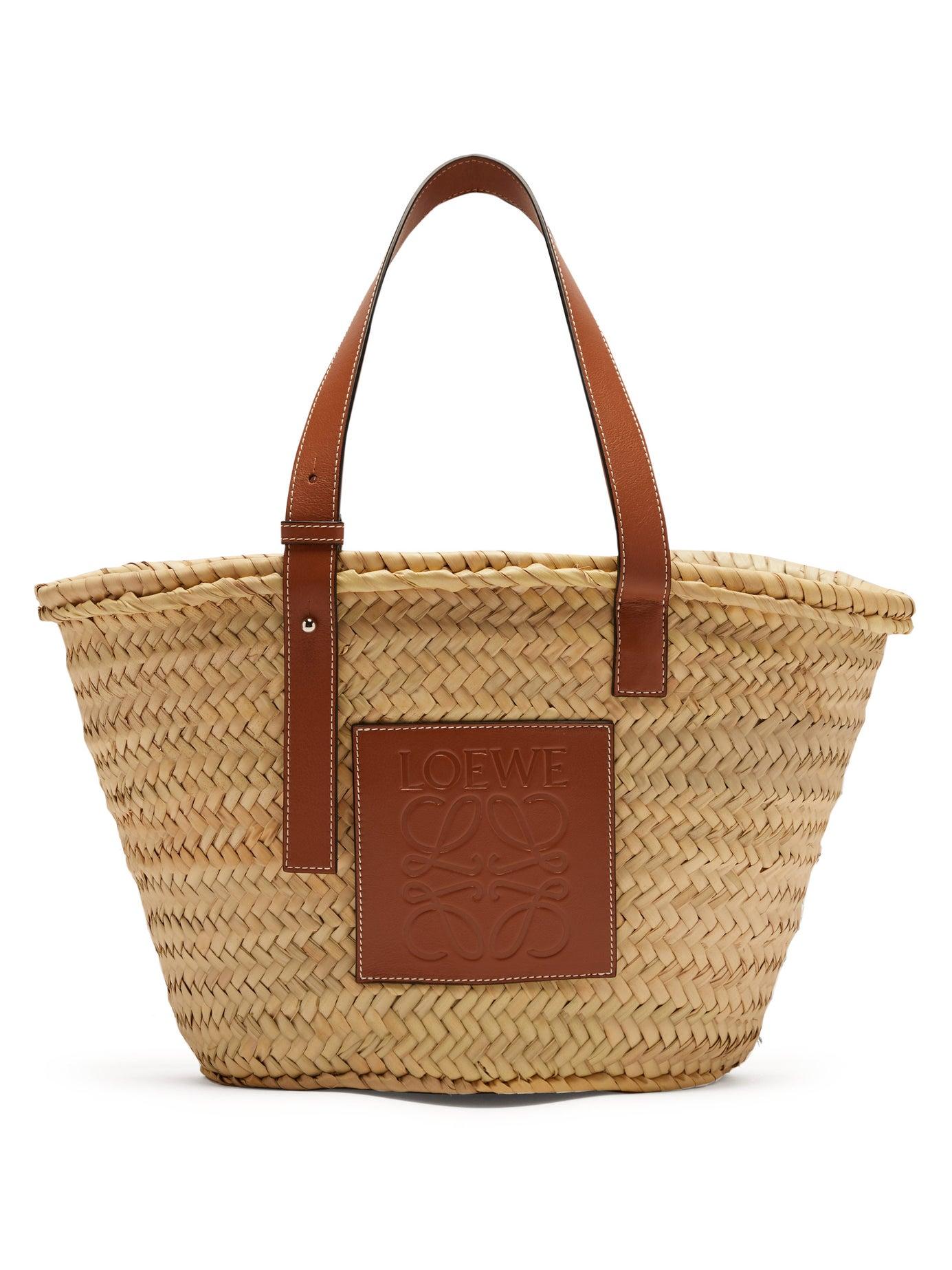 Loewe Leather Medium Woven Basket Bag - Lyst