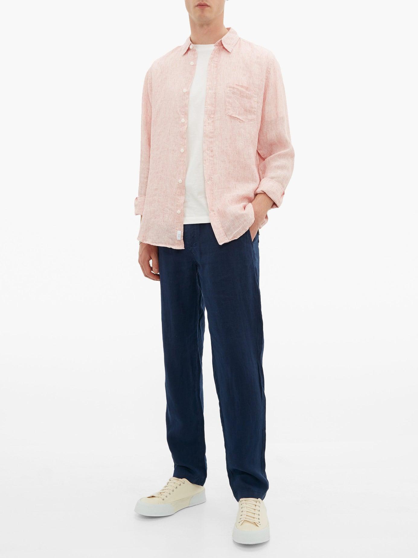 Onia Carter Linen Trousers in Navy 