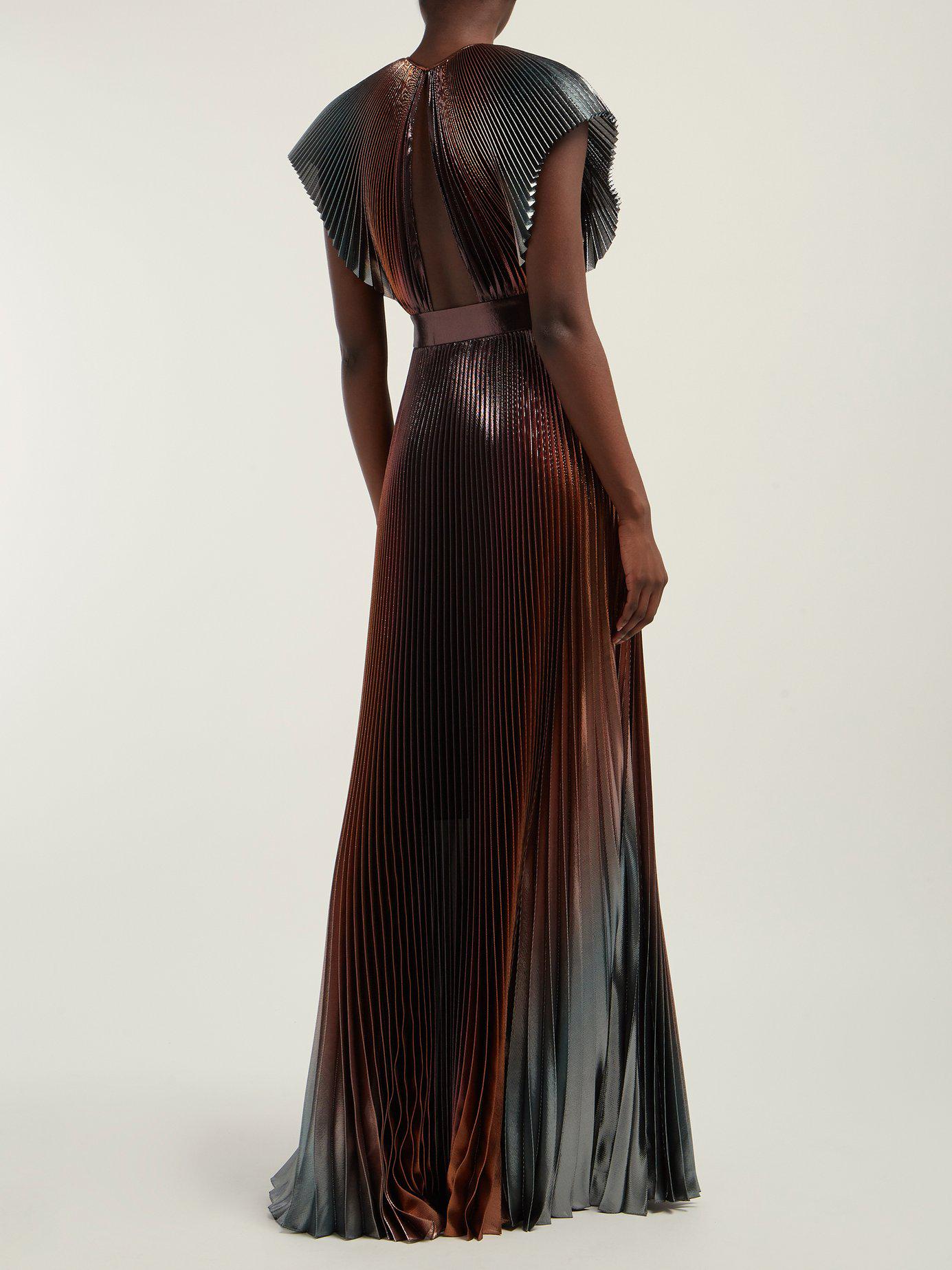 Givenchy Metallic-ombre Plisse Cutout Gown | Lyst