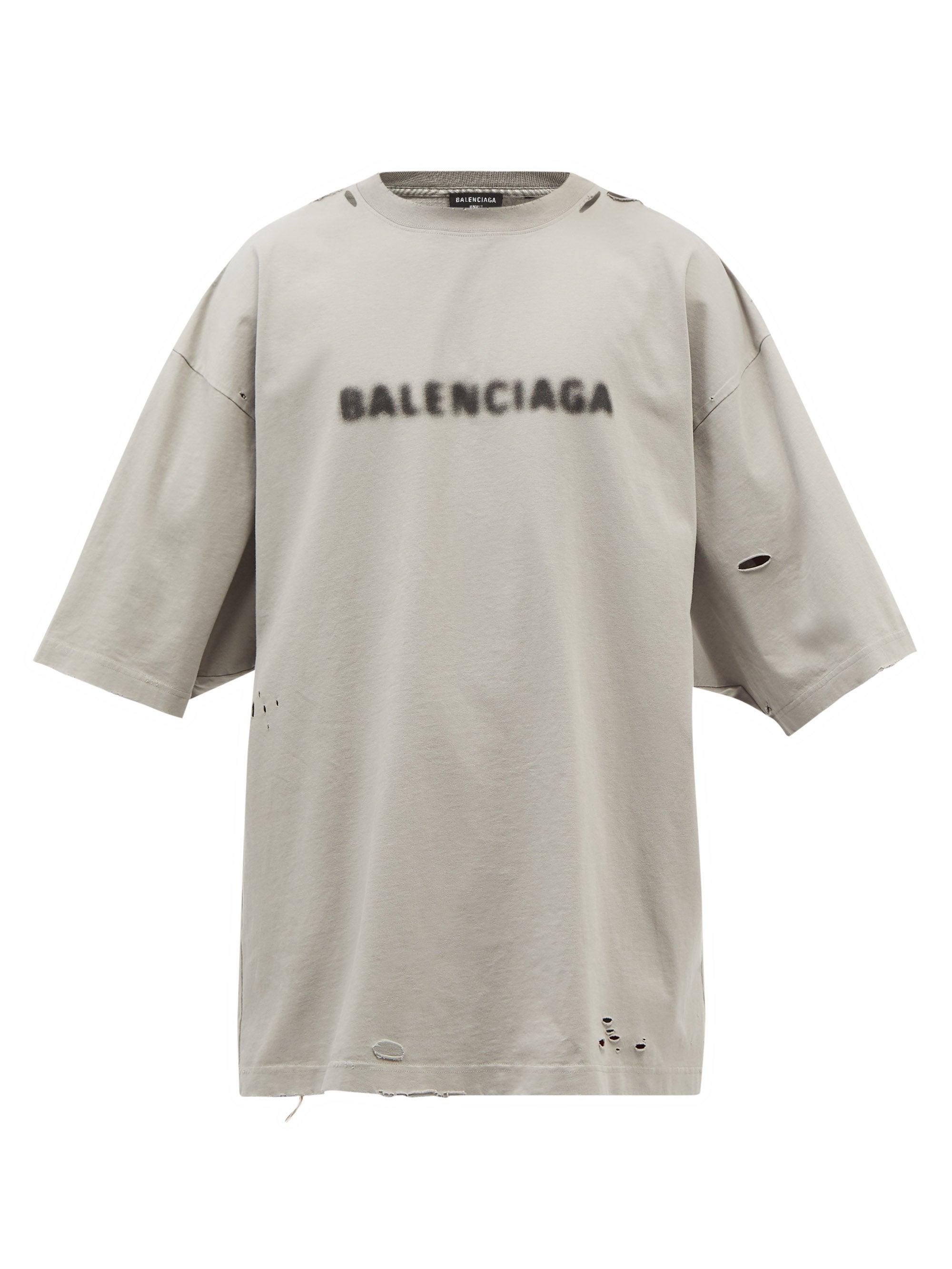 Balenciaga Oversized Logo-print Cotton-jersey T-shirt in Grey (Gray 
