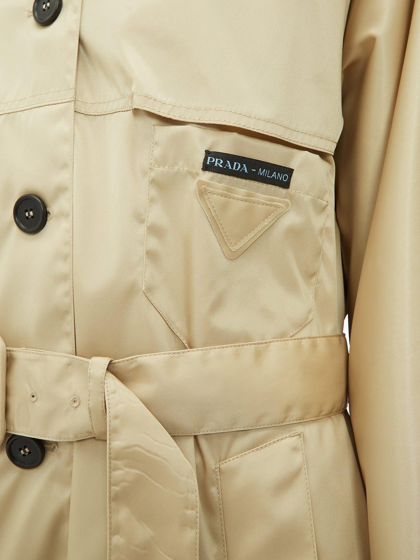 prada belted nylon coat