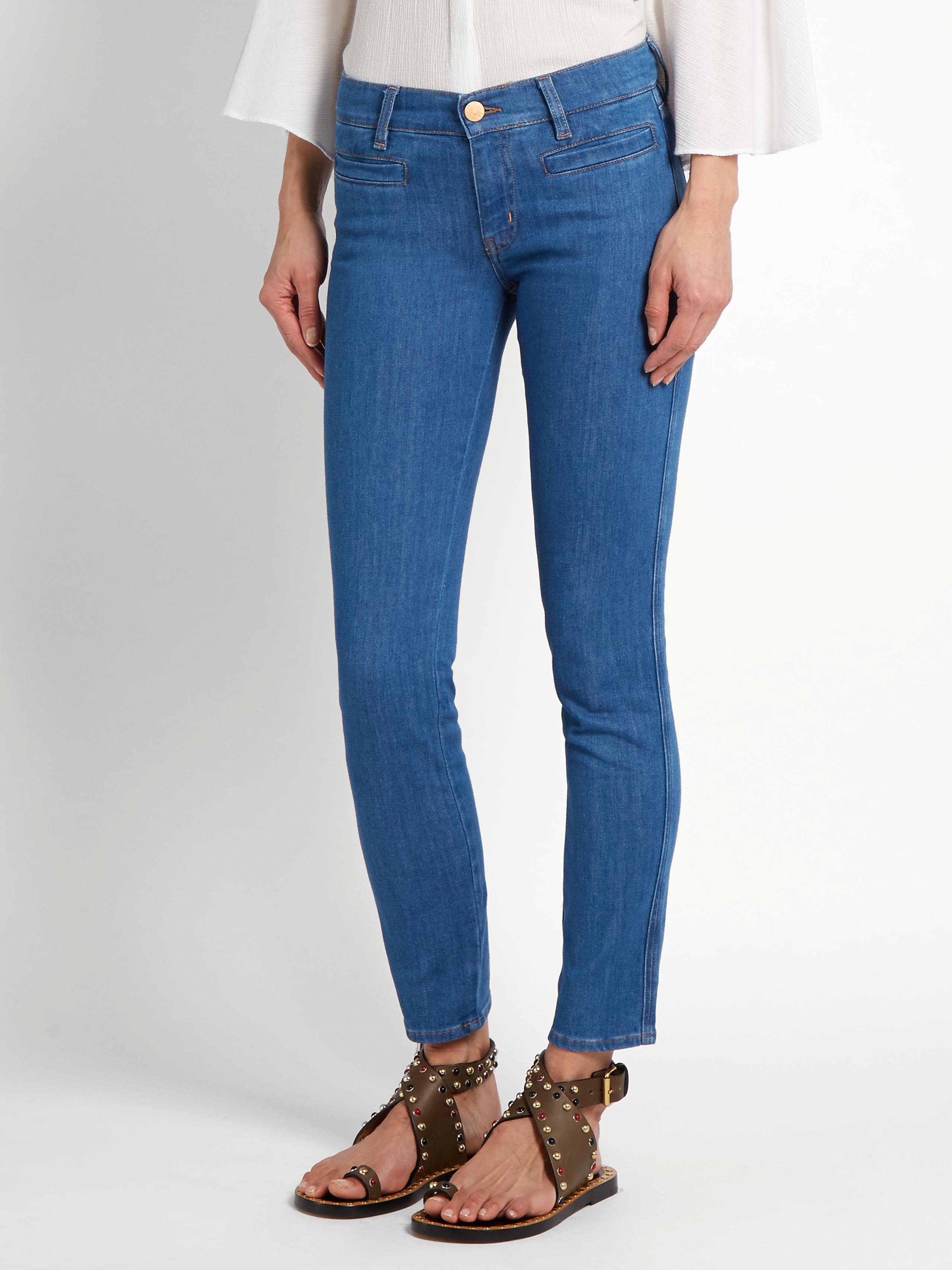 M.i.h Jeans Denim Paris Mid-rise Slim-leg Cropped Jeans in Mid Denim (Blue)  - Lyst
