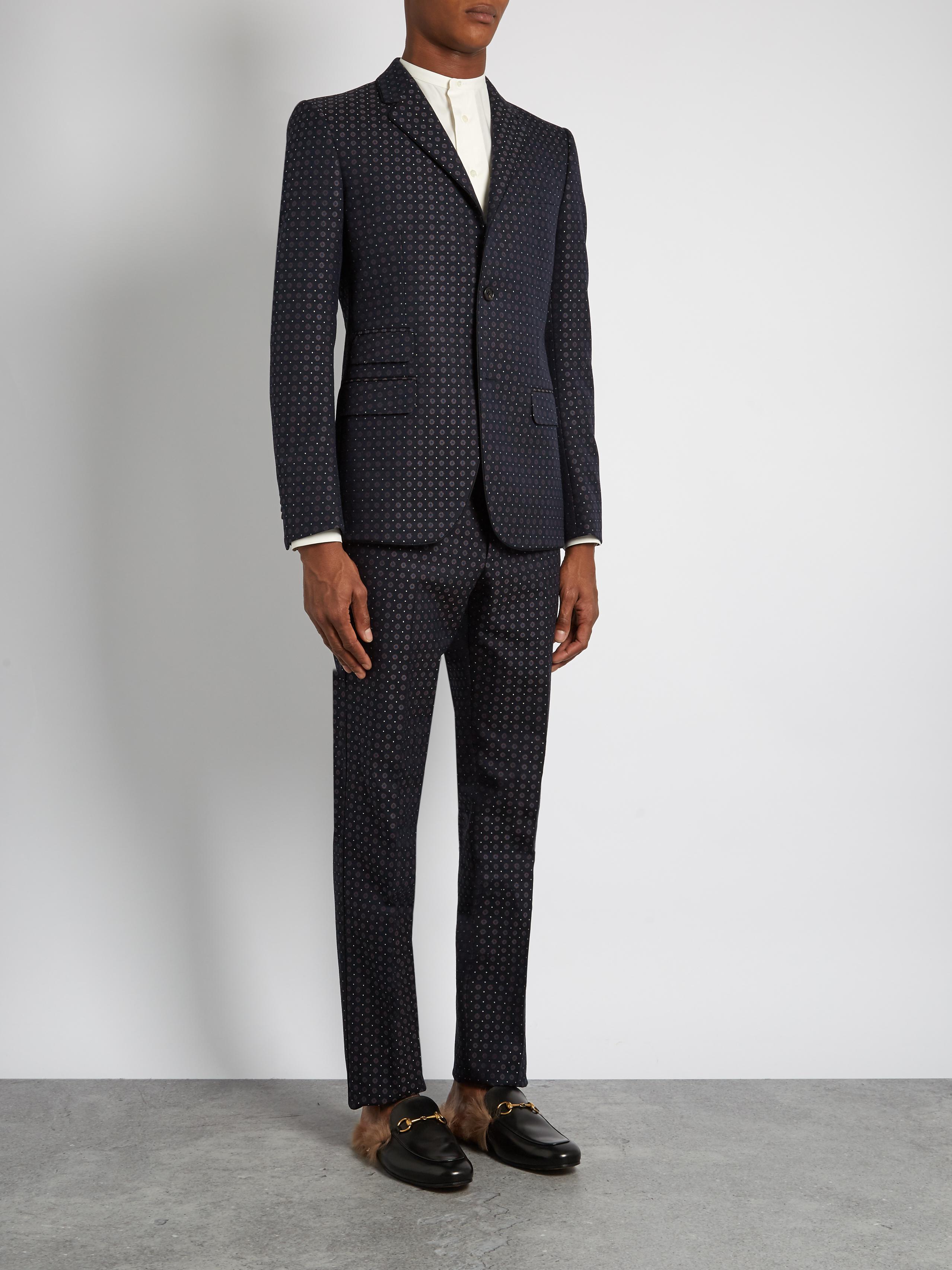 Gucci Monaco Cotton-blend Jacquard Suit in Navy (Blue) for Men - Lyst