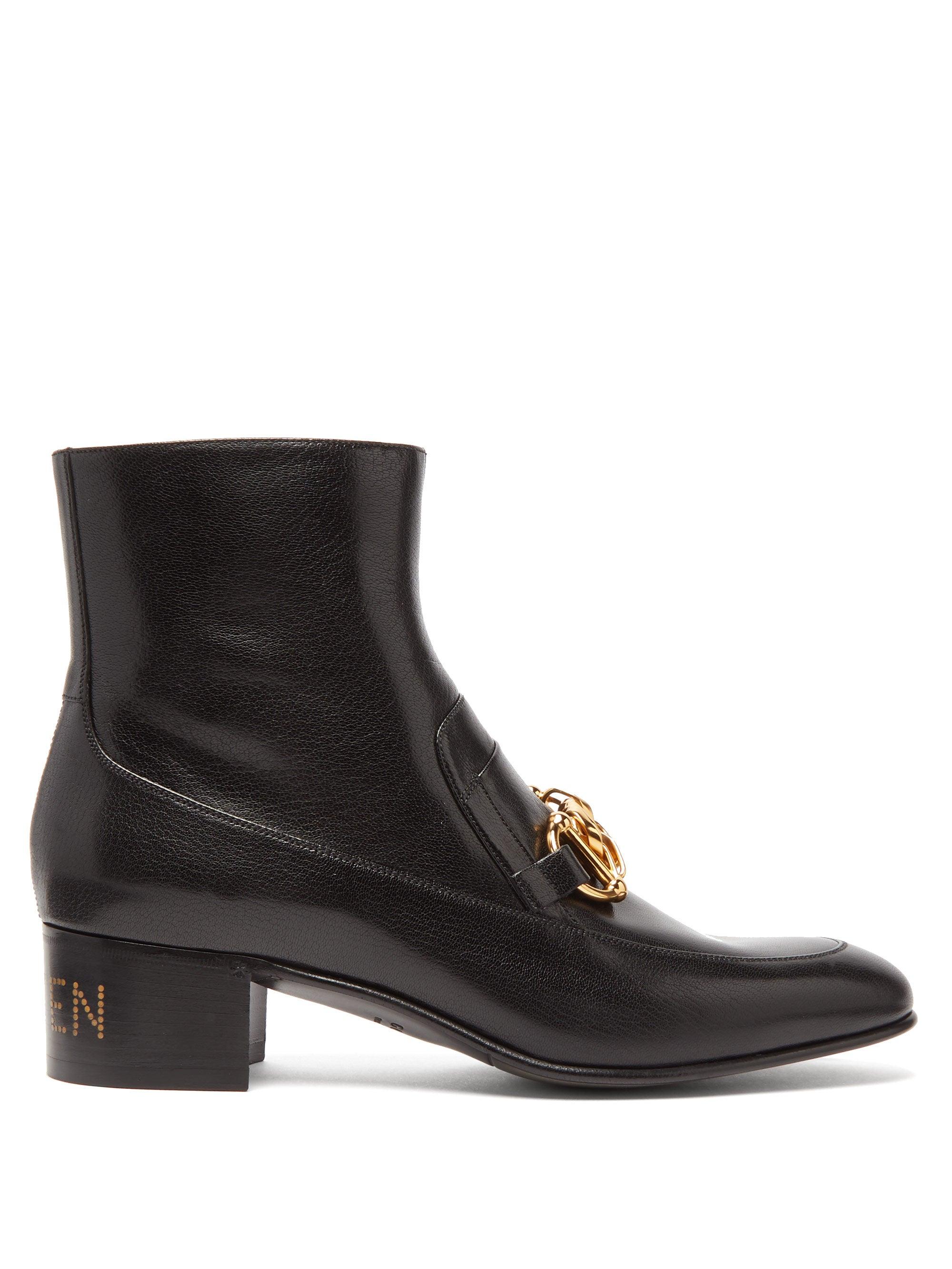 Gucci Quentin Chain-embellished Leather Ankle Boots for Men | Lyst