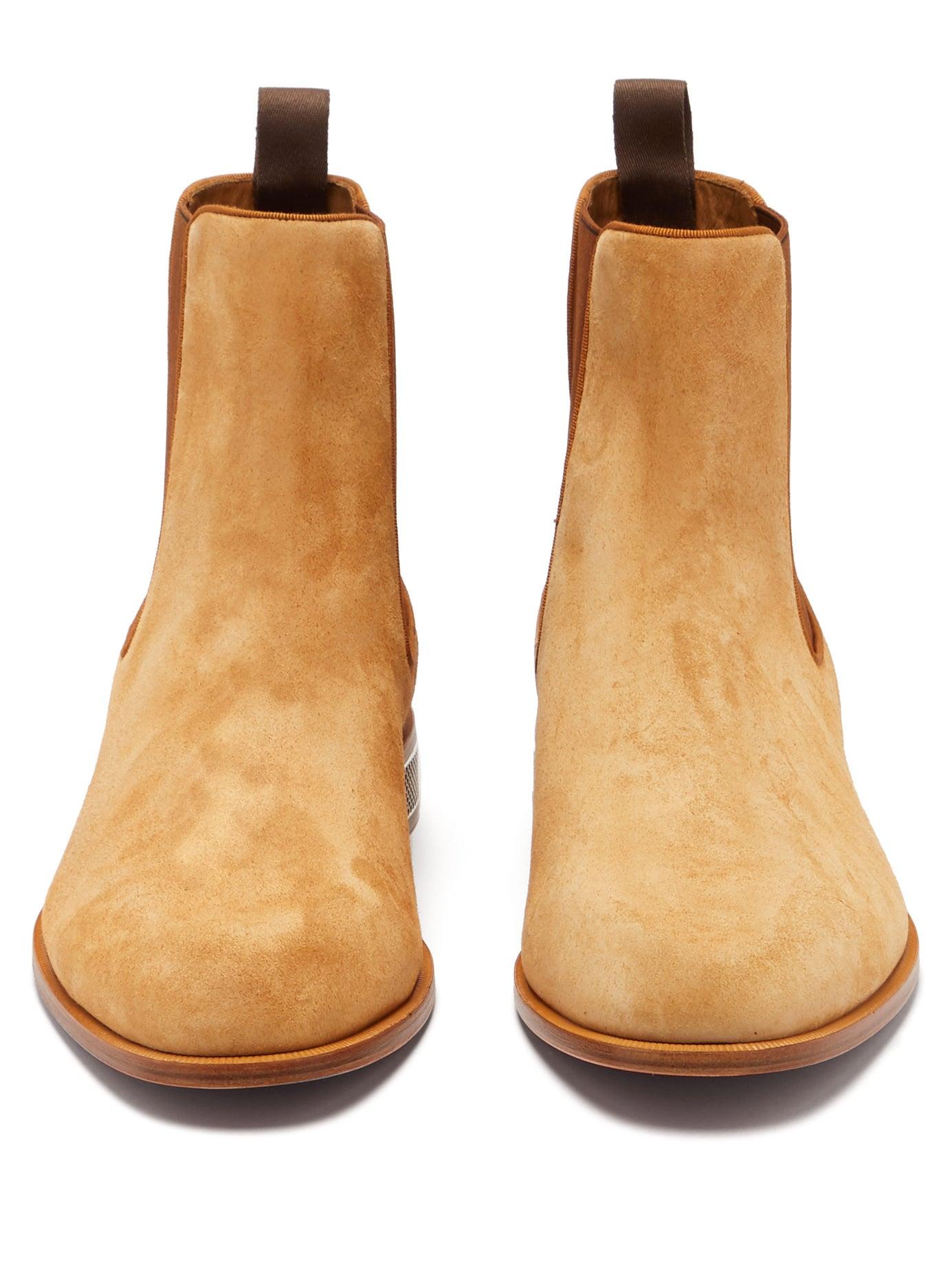 Christian Louboutin Samsocool Suede Chelsea Boots in Beige (Natural