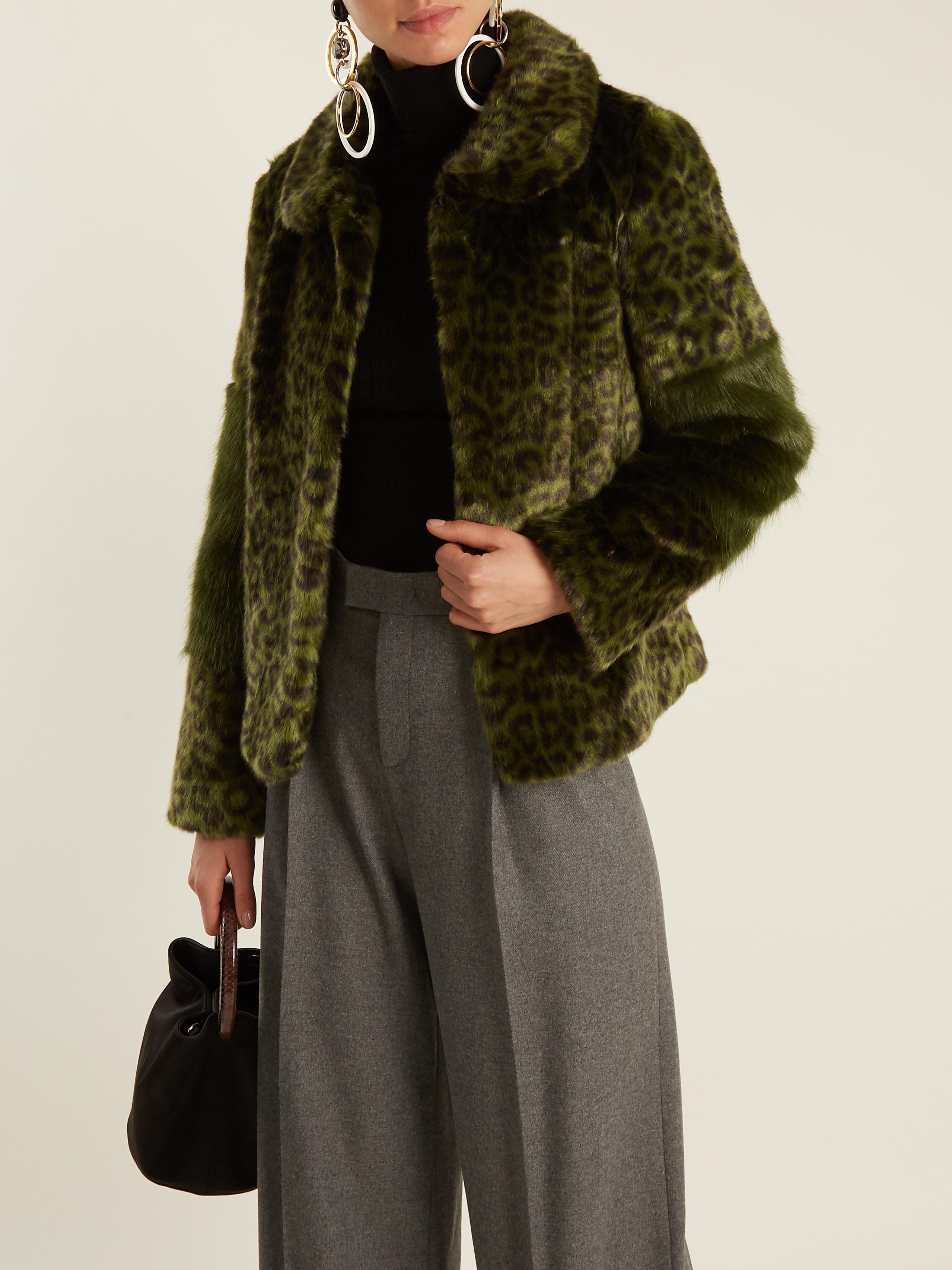green leopard print coat