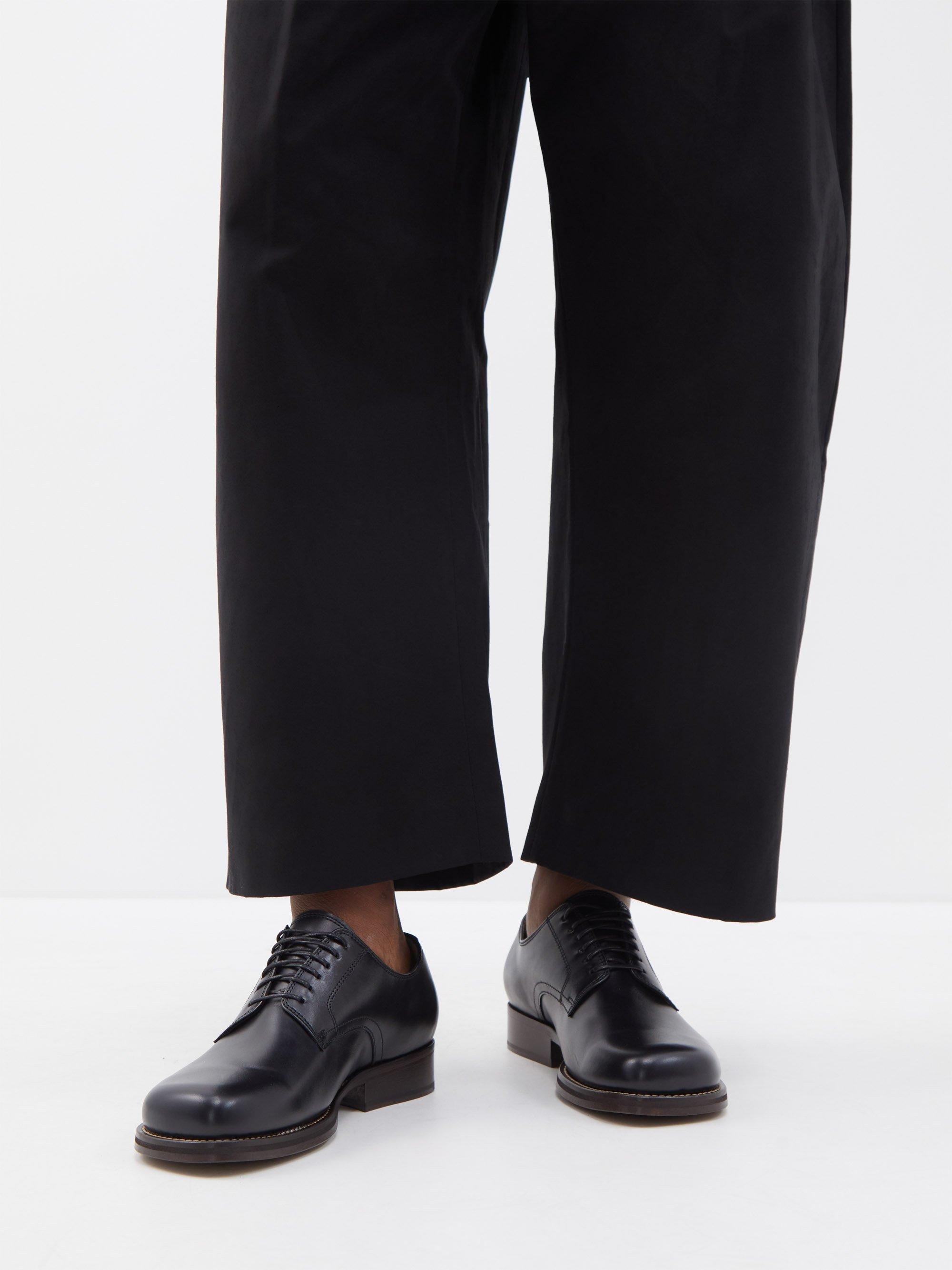 Lemaire Square-toe Leather Derby Shoes in Black for Men | Lyst
