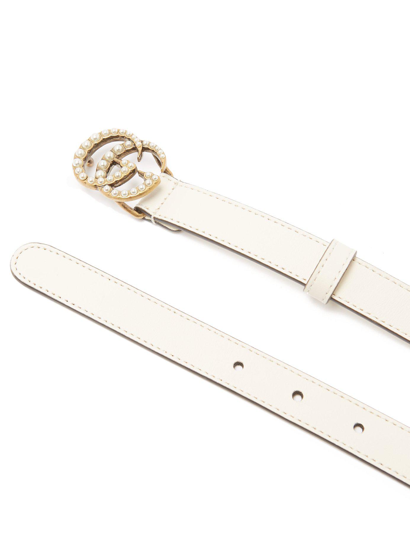 Beige GG-buckle faux-leather belt, Gucci